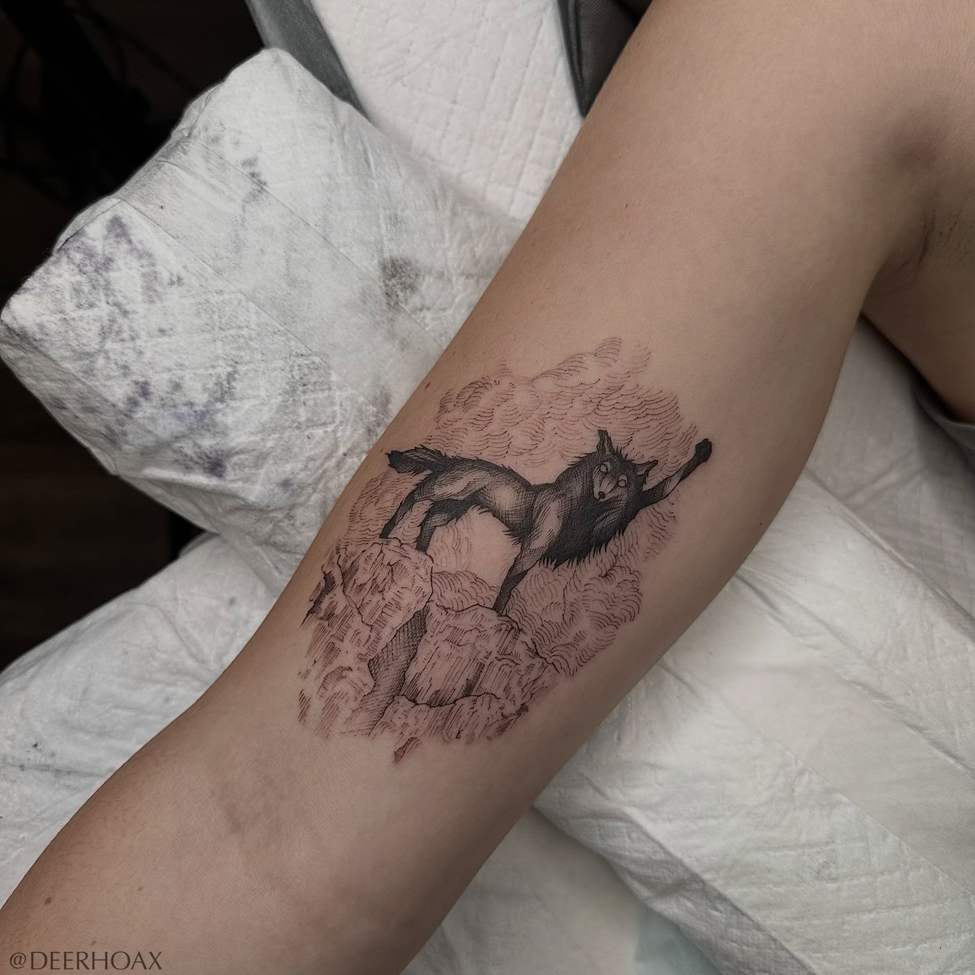 Tattoo by @deerhoax — black_and_grey, realism