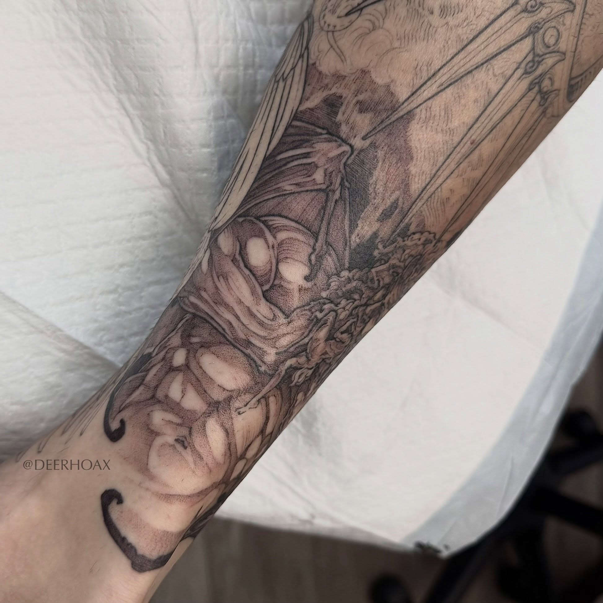 Tattoo by @deerhoax — black_and_grey, realism
