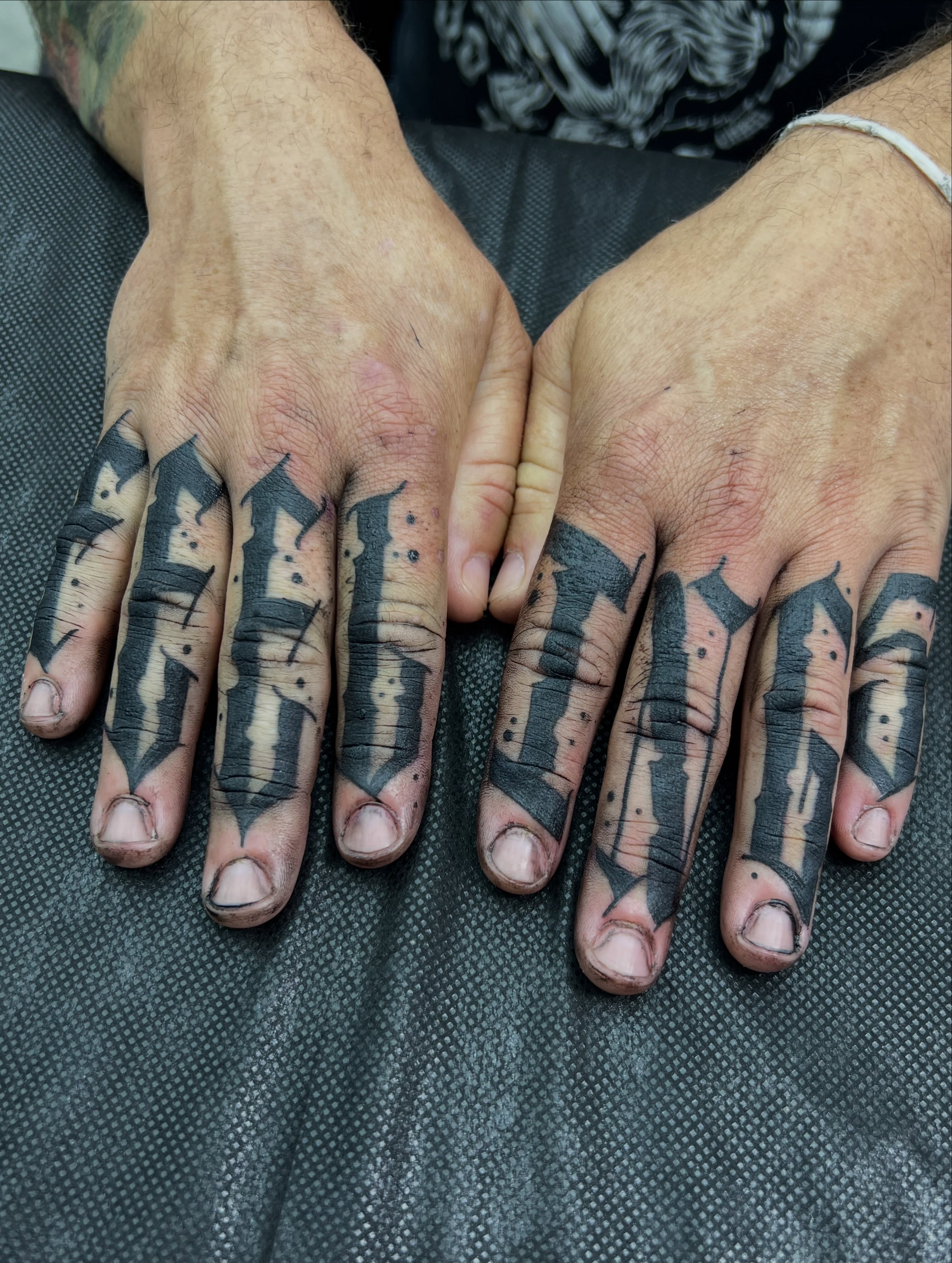 Geometric pattern geometric tattoo on the hand by Nate Webb