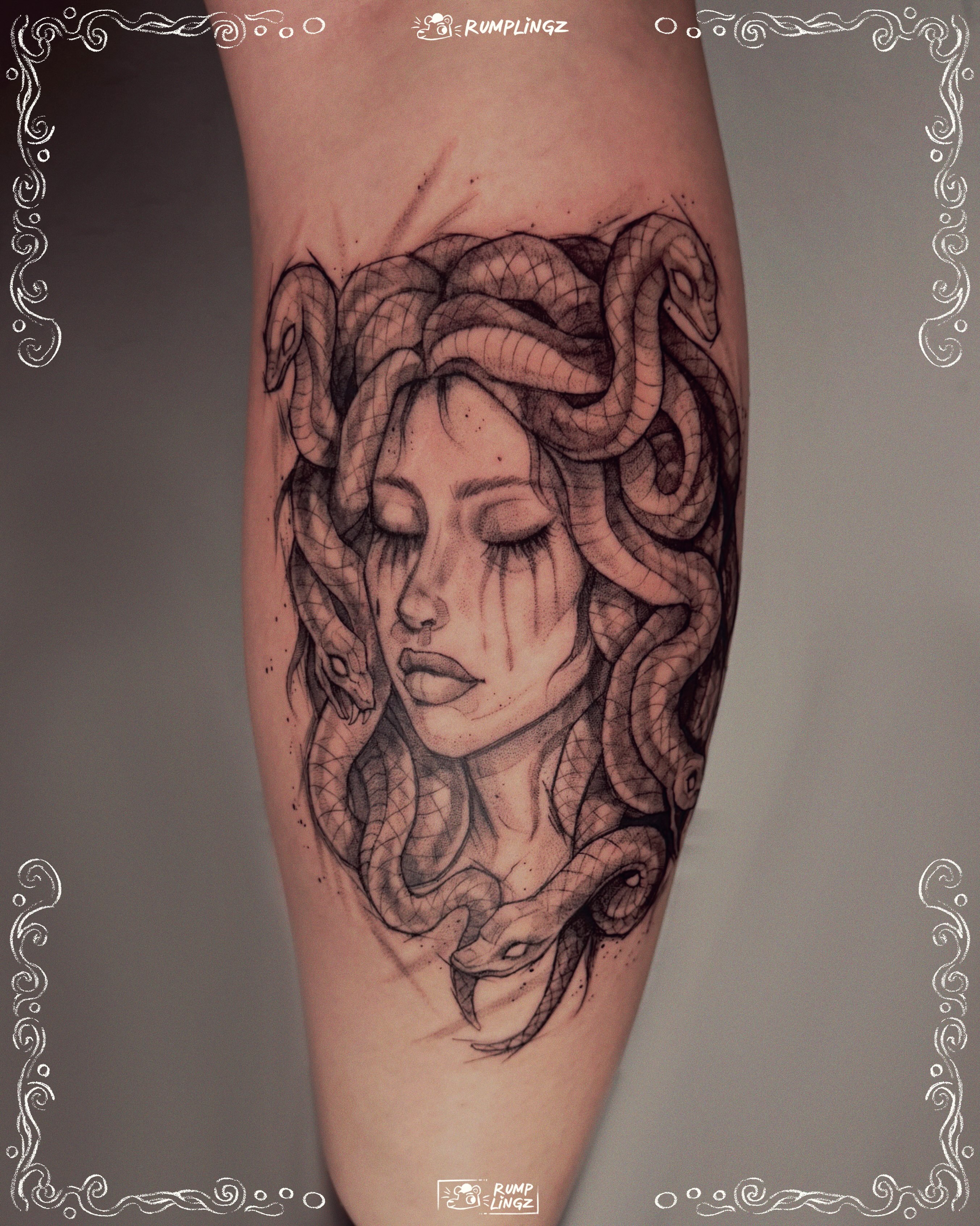 Medusa realism tattoo on the forearm by 💗Rin tattoos💗