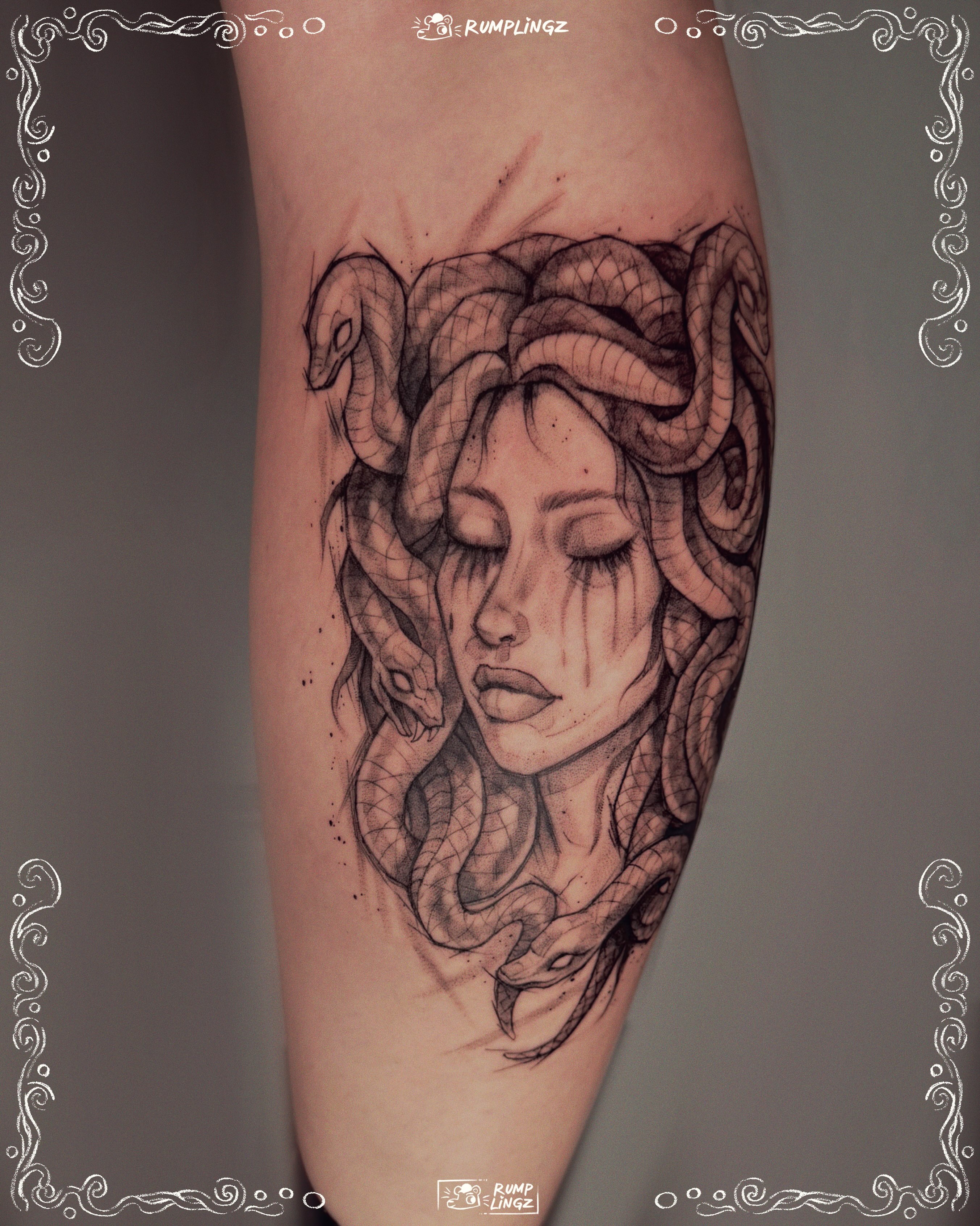 Medusa realism tattoo on the forearm by 💗Rin tattoos💗