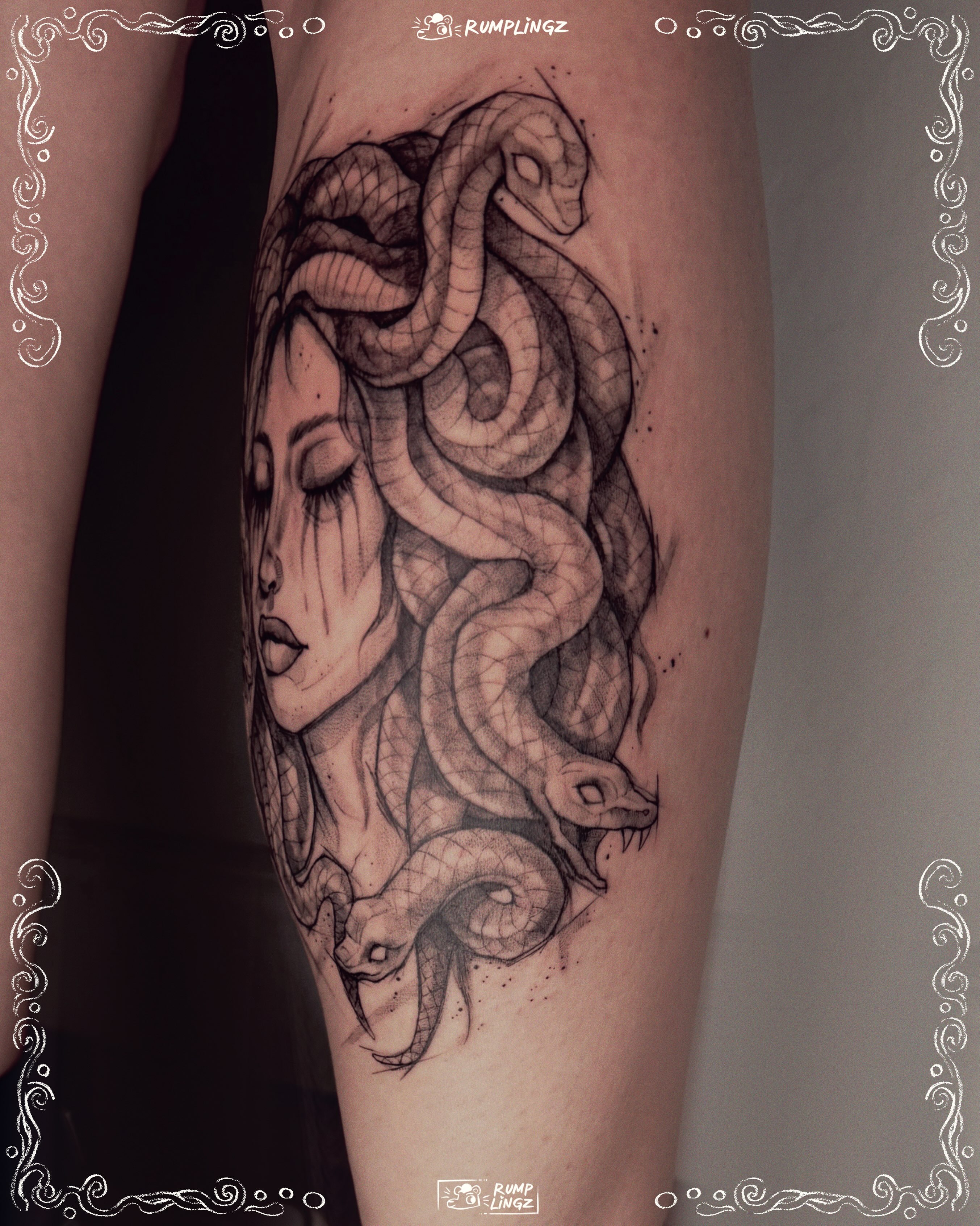 Medusa realism tattoo on the forearm by 💗Rin tattoos💗