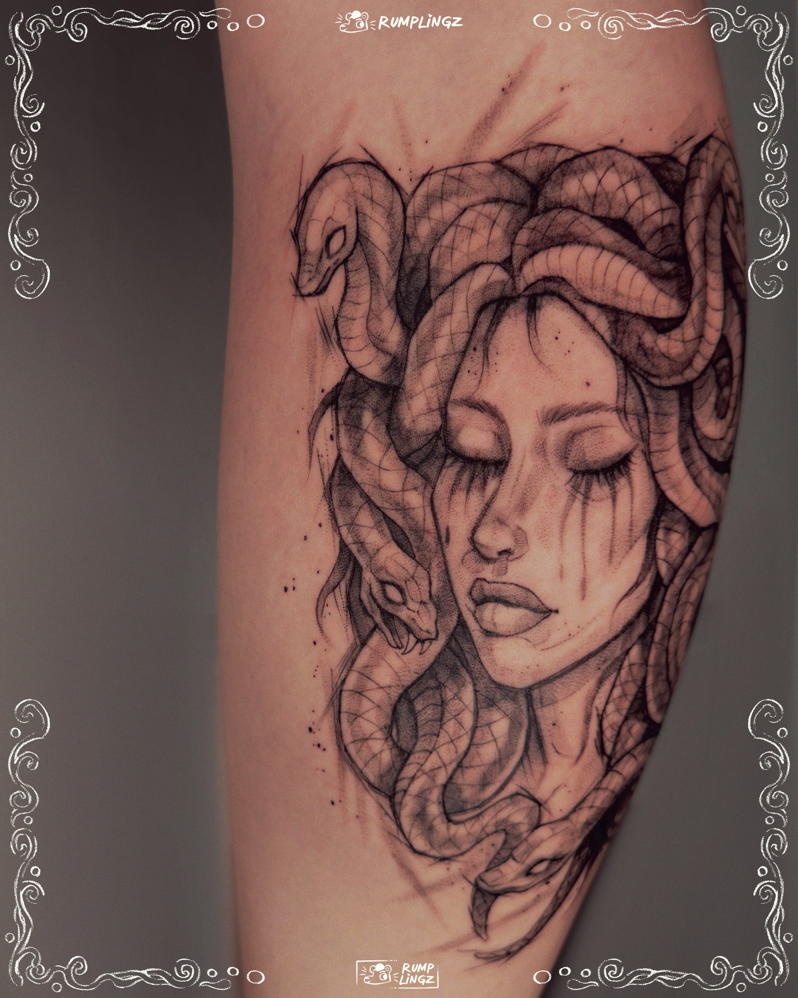 Medusa realism tattoo on the forearm by 💗Rin tattoos💗