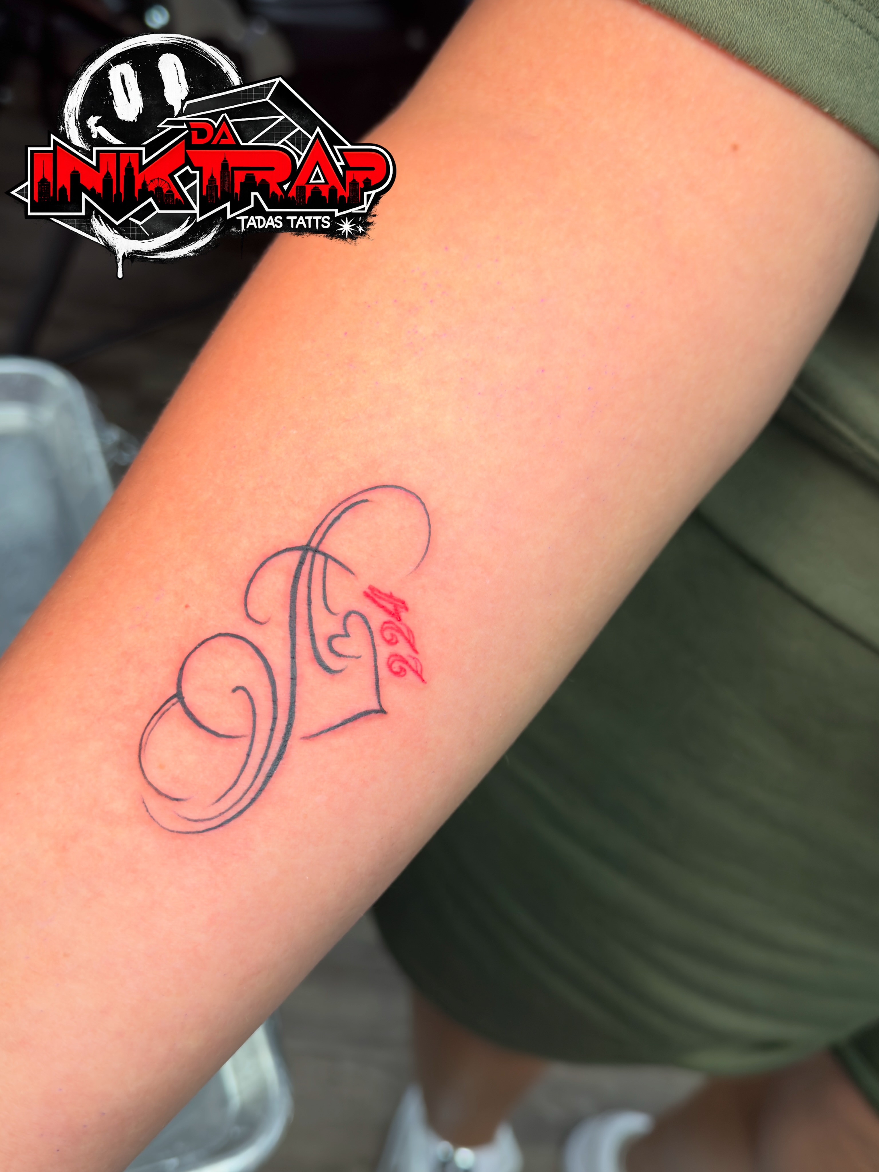 Script lettering lettering script tattoo on the forearm by thee Magician🧞♀️, Atlanta, Georgia