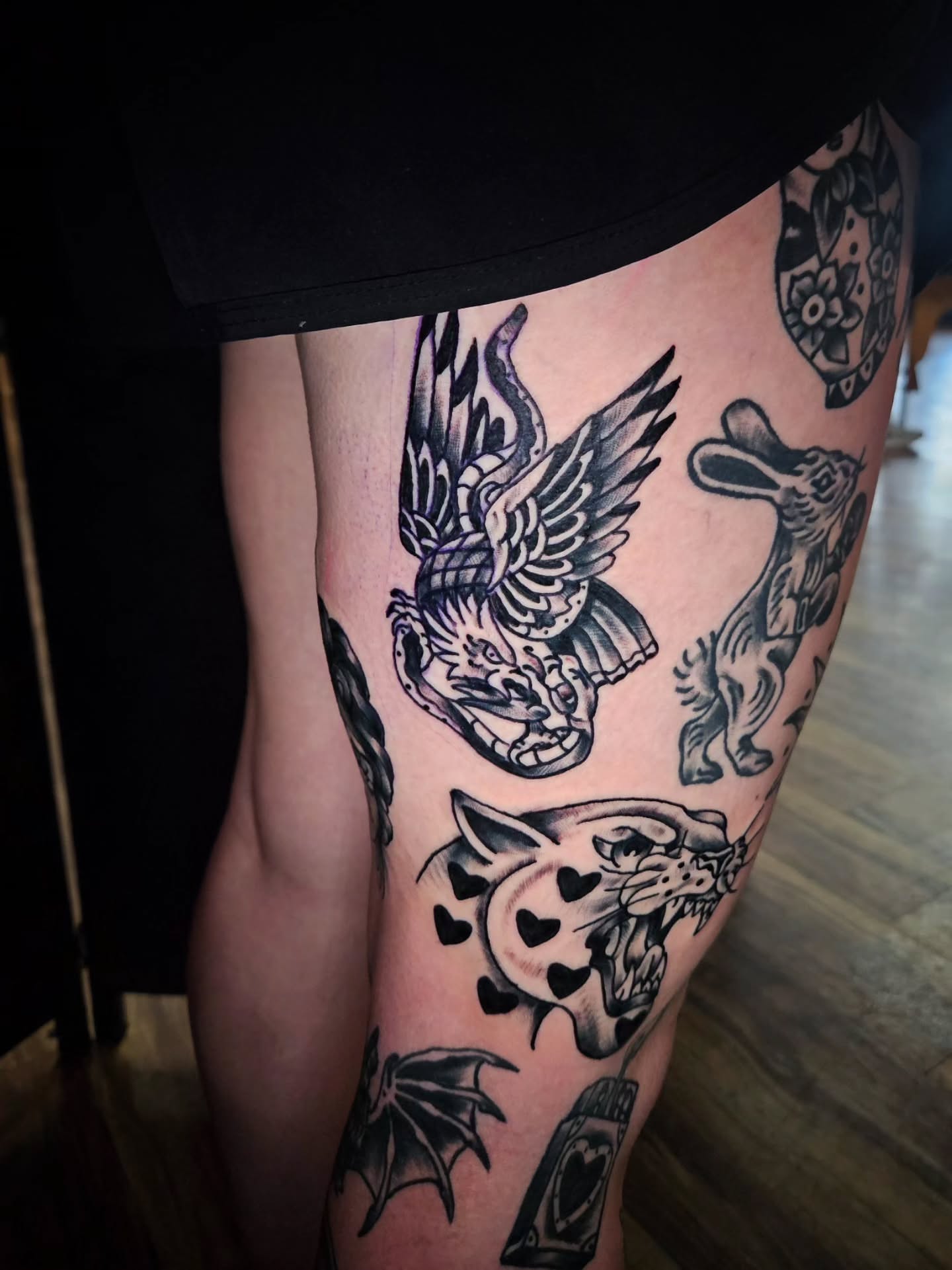 Tattoo by @celinaward — american_traditional, black_and_grey