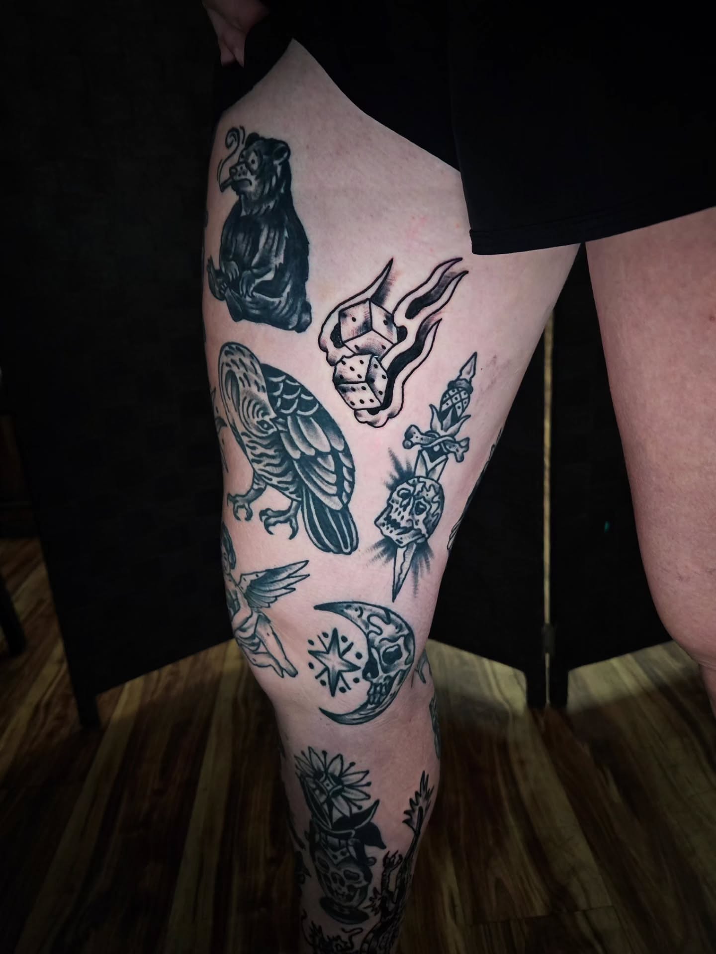 Tattoo by @celinaward — american_traditional, black_and_grey