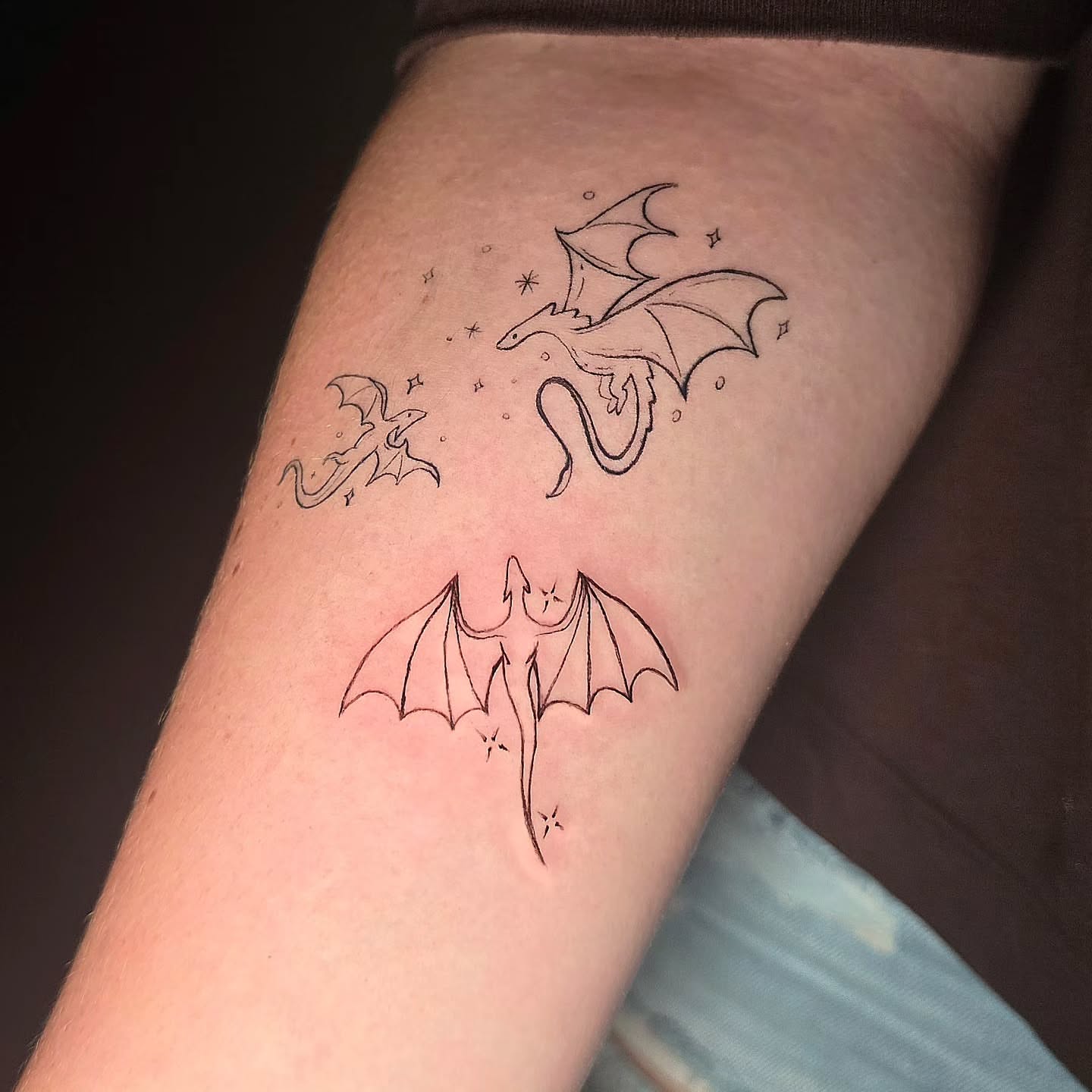 Dragons dotwork tattoo on the forearm by Scar