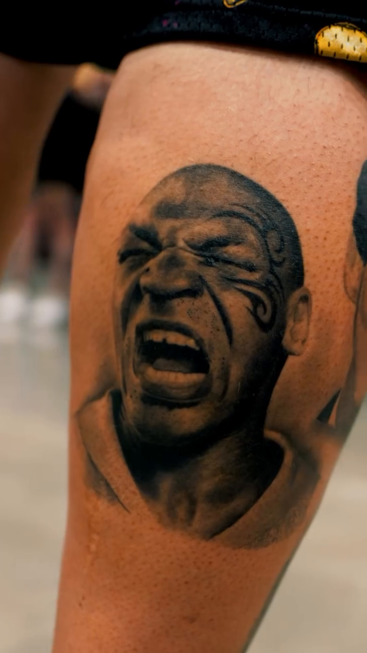 Mike Tyson portrait realism tattoo by Kaleb Trujillo