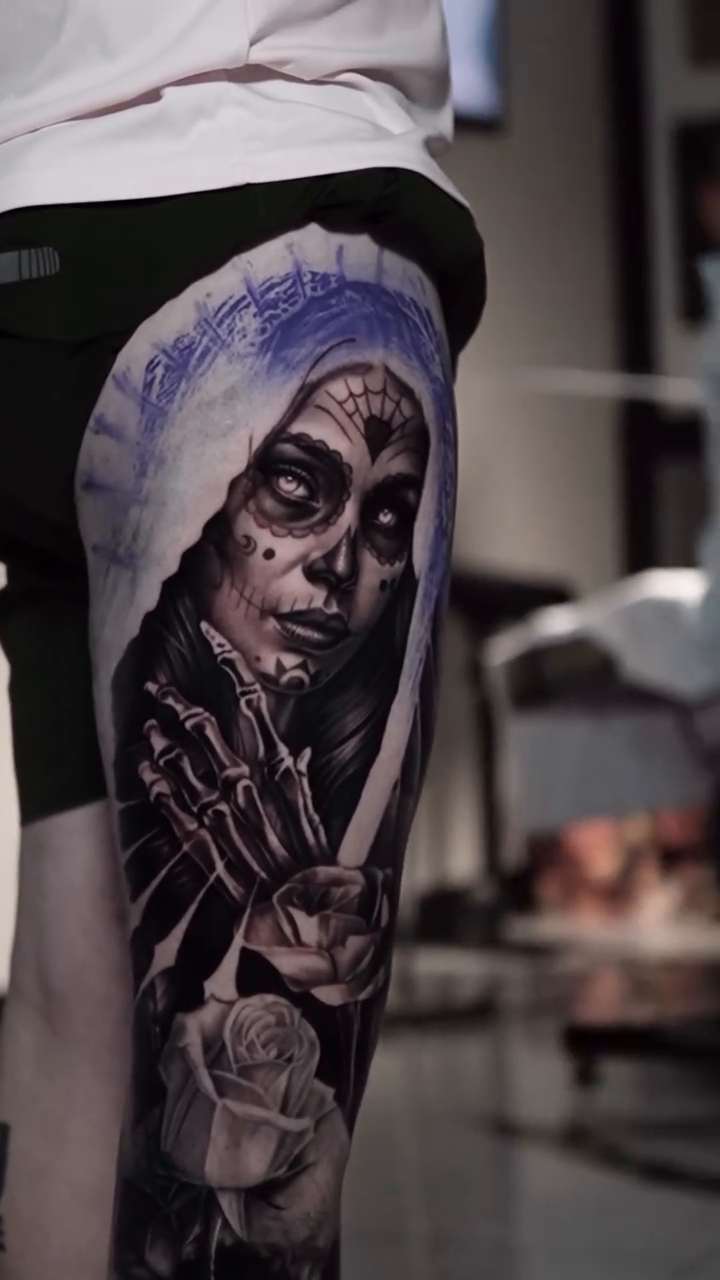 Woman and rose realism tattoo by Mariella Elizabeth Paul ππ€