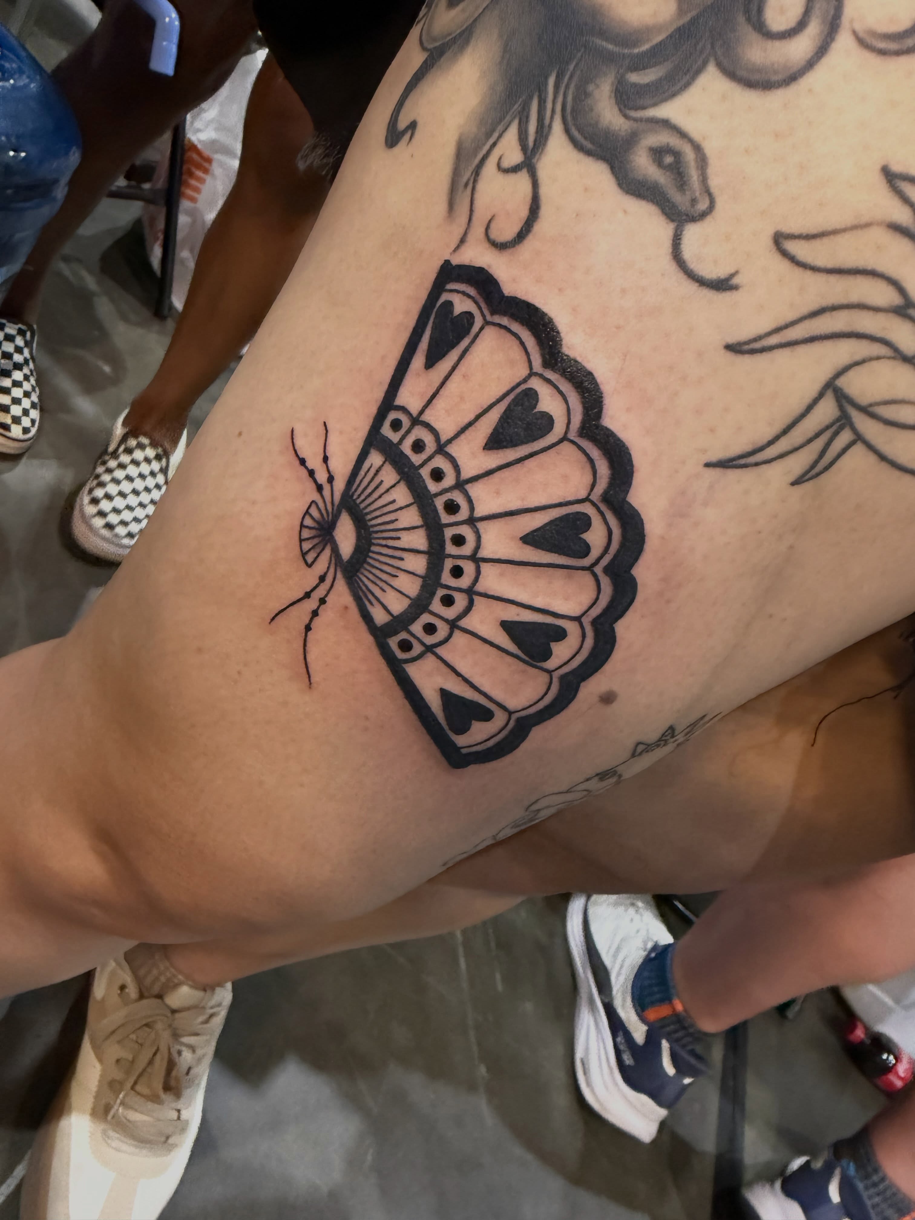 Butterfly black and grey tattoo on the forearm by Drew