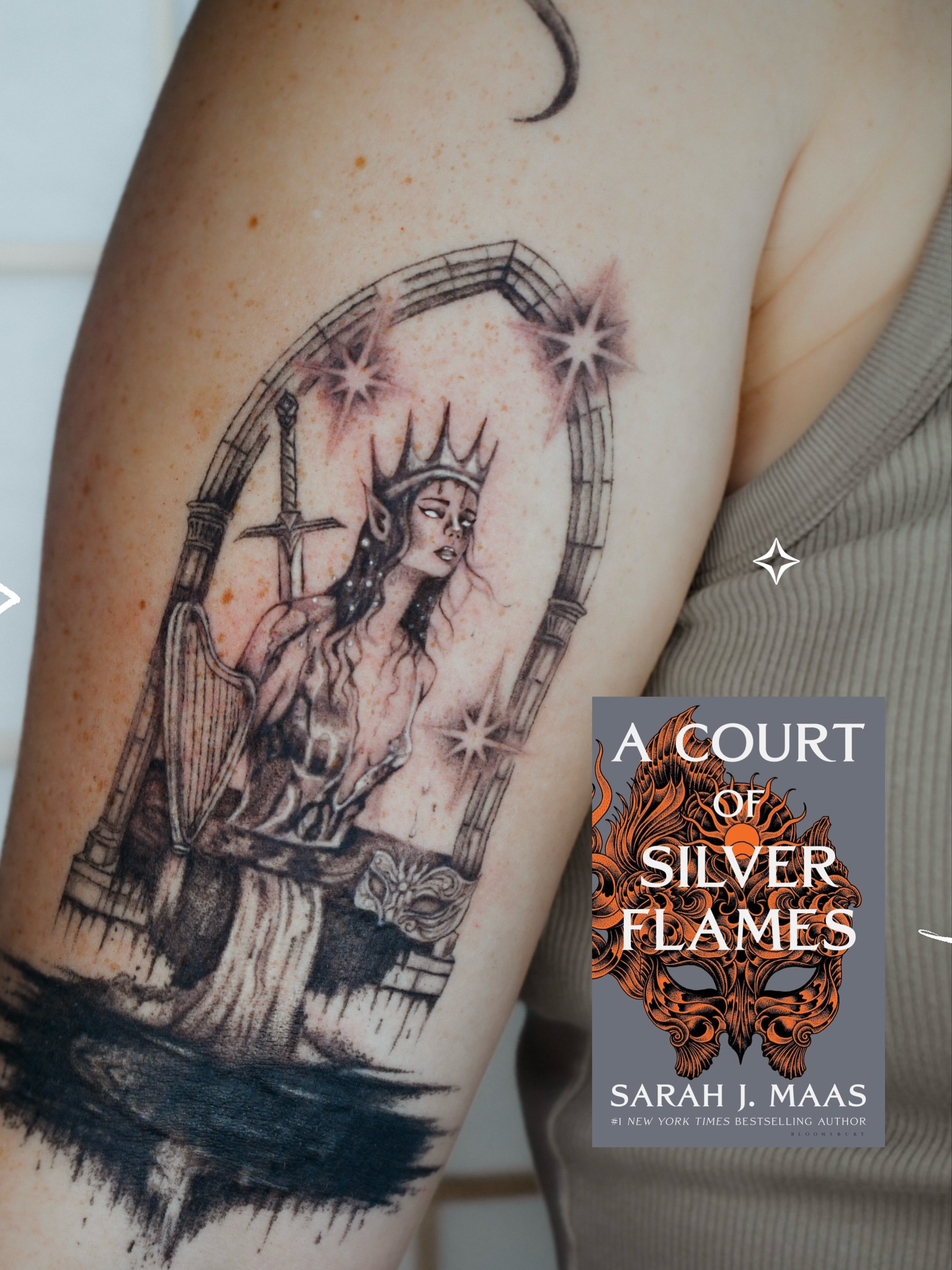 Courtly queen realism tattoo on the forearm by 𝐇𝐚𝐫𝐩𝐞𝐫