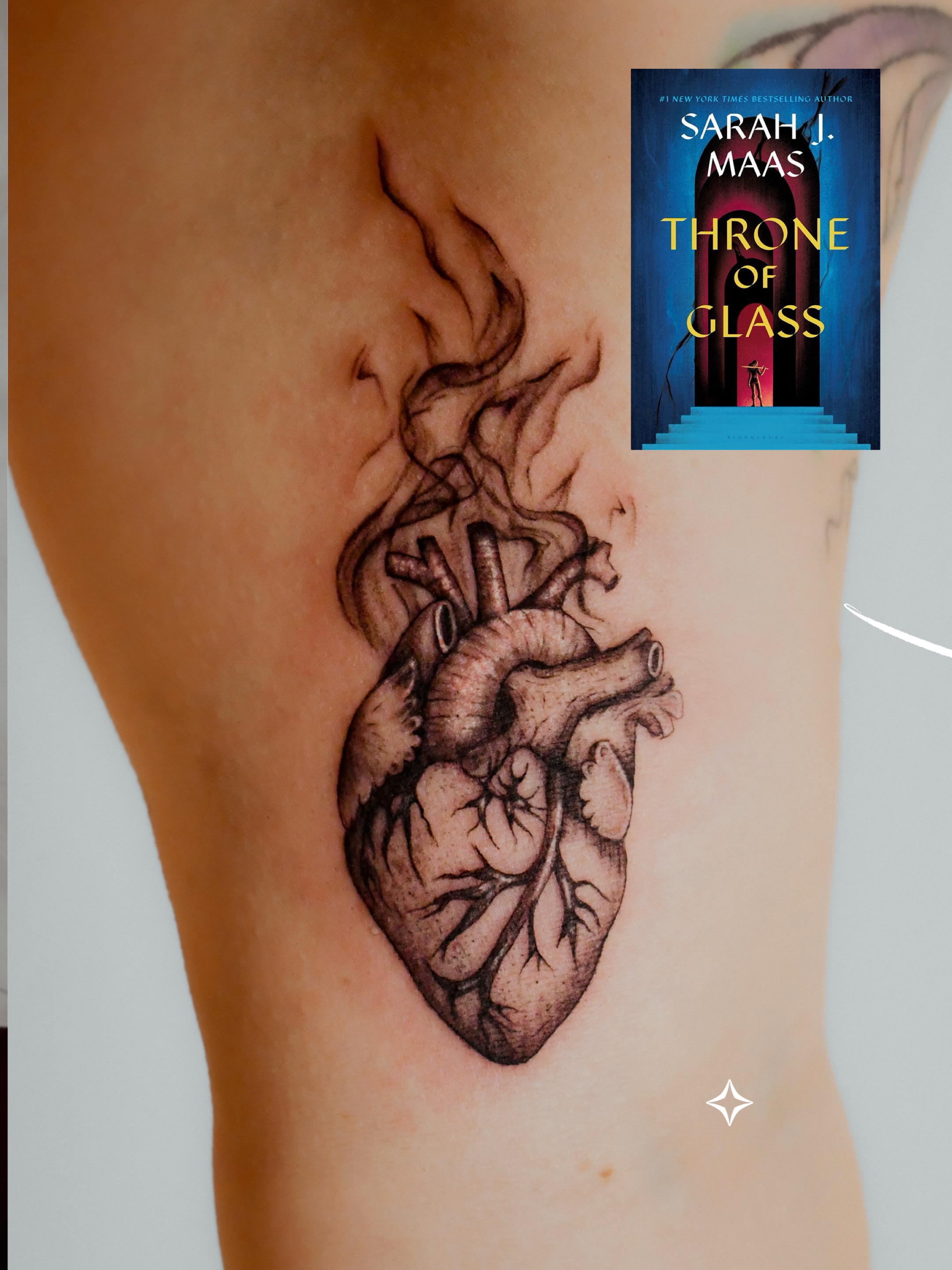 Heart realism tattoo on the thigh by 𝐇𝐚𝐫𝐩𝐞𝐫
