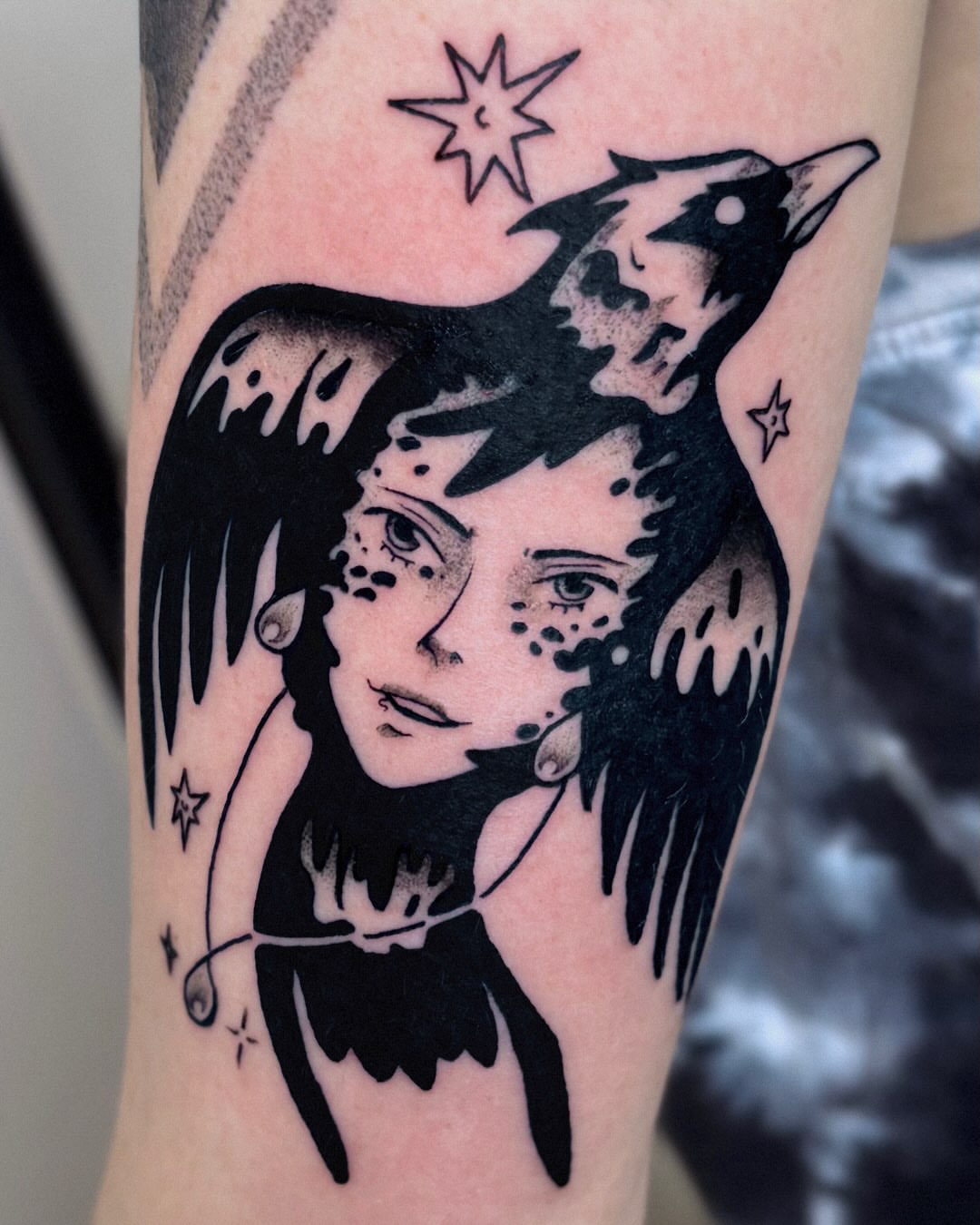 Woman with wings realism tattoo on the forearm by Kal
