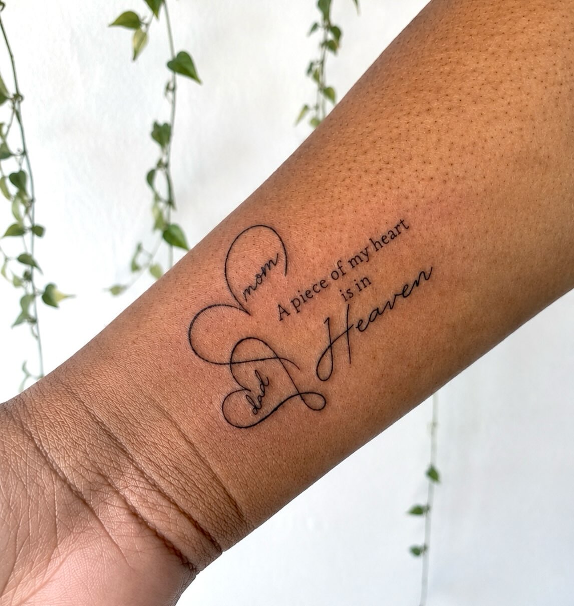 Heart lettering script tattoo on the forearm by Victoria Cooper