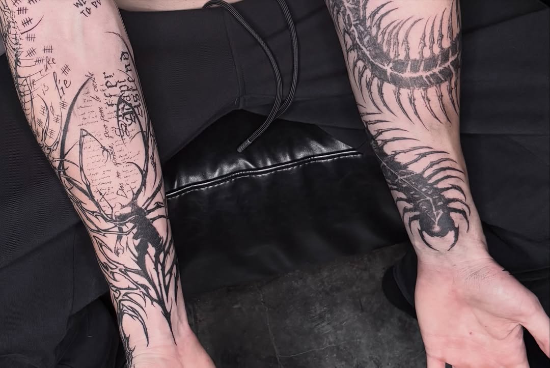 Tattoo by @deathtxpia — blackwork, lettering_script
