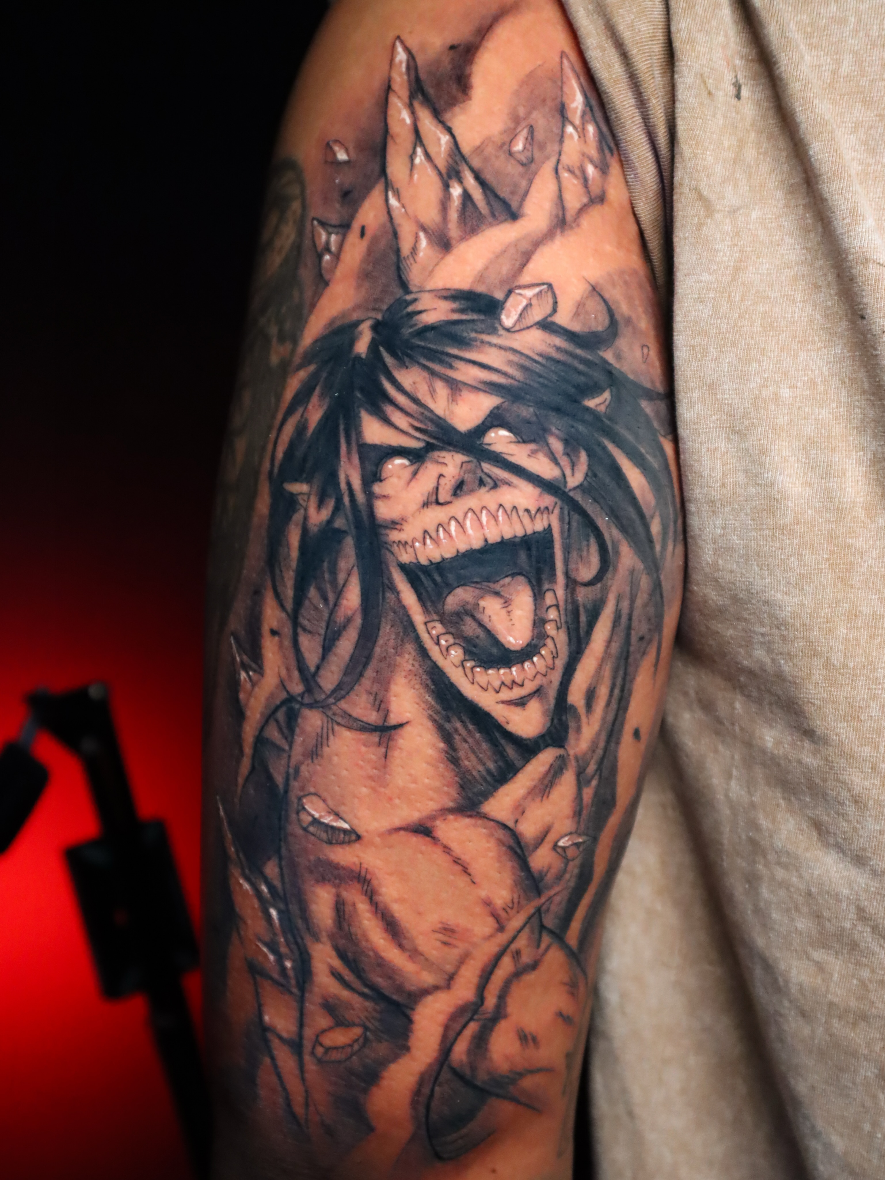 Demon dark realism tattoo on the forearm by Jesús Blones - Tattoo Artist, Norwalk, Connecticut