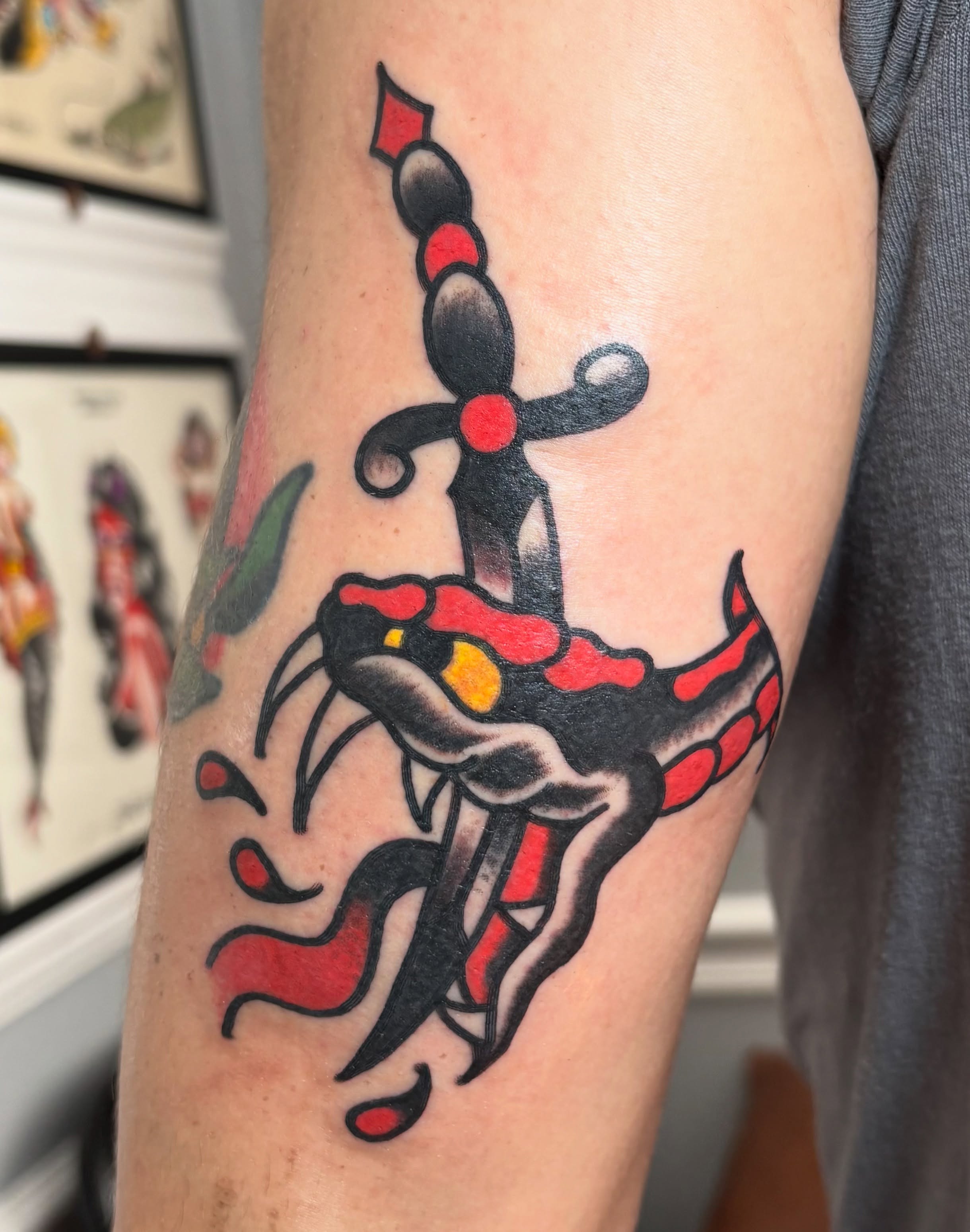Anchor and snake American traditional tattoo on the forearm by Jake Herbert, Knoxville, Tennessee