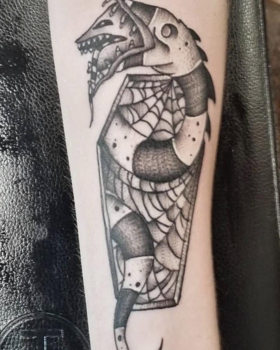 Tattoo by @glasscitytattoo — black_and_grey, geometric