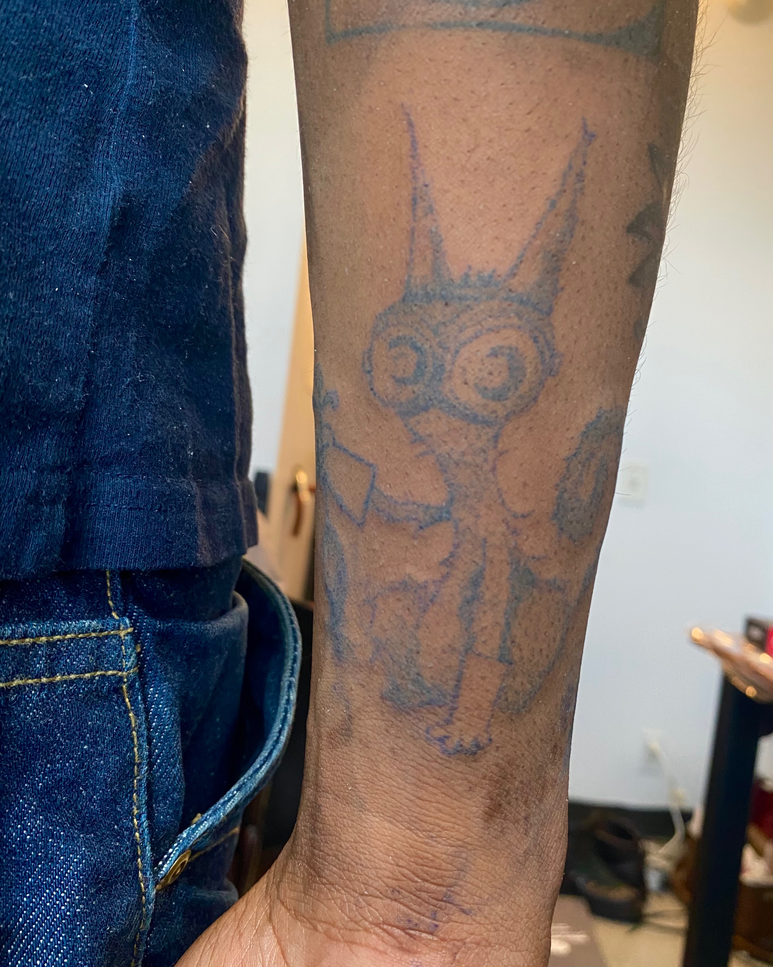 Rabbit dotwork tattoo on the forearm by @feverfeverish