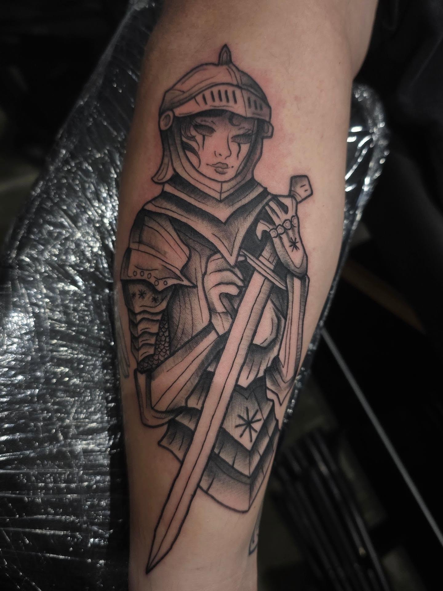 Tattoo by @needleandthorntattoo — black_and_grey, geometric