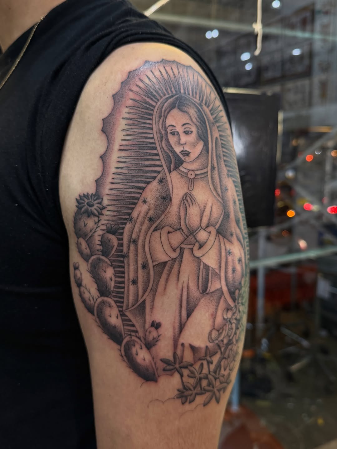 Tattoo by @who_thefuckisdrake — black_and_grey, chicano