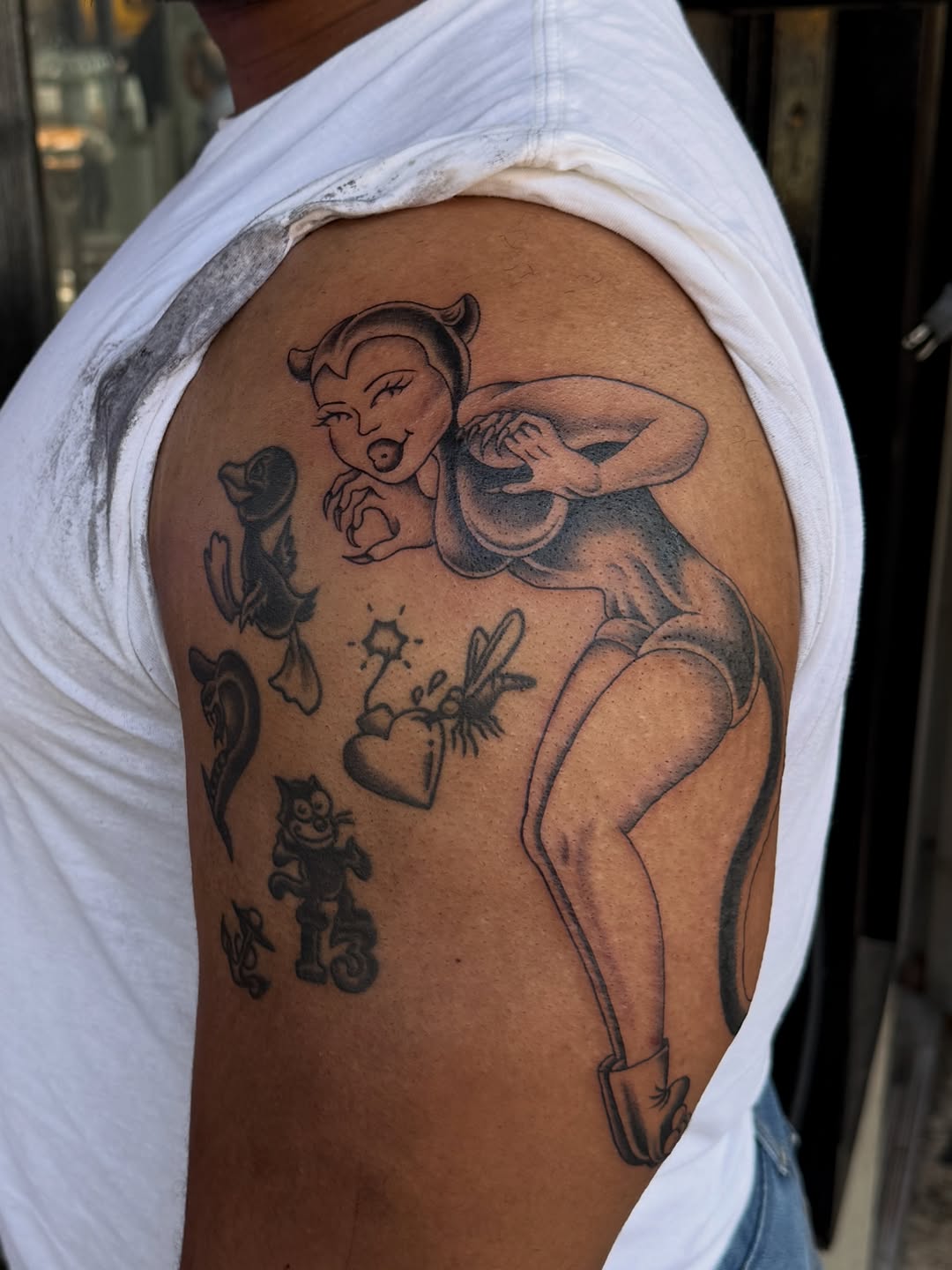 Tattoo by @who_thefuckisdrake — black_and_grey, new_school