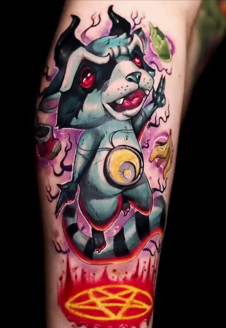 Demon-like creature dotwork tattoo on the forearm by Cody Gower Tattoo Artist