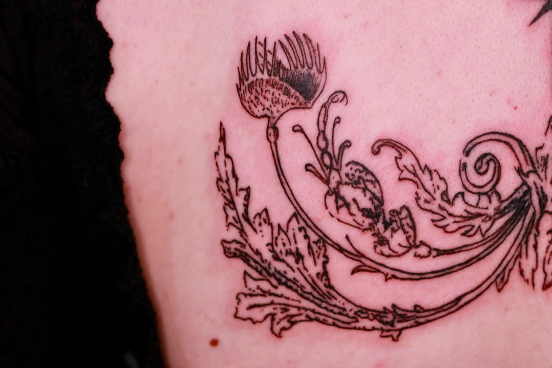 Tattoo by @chickpeatattoos — illustrative, black_and_grey
