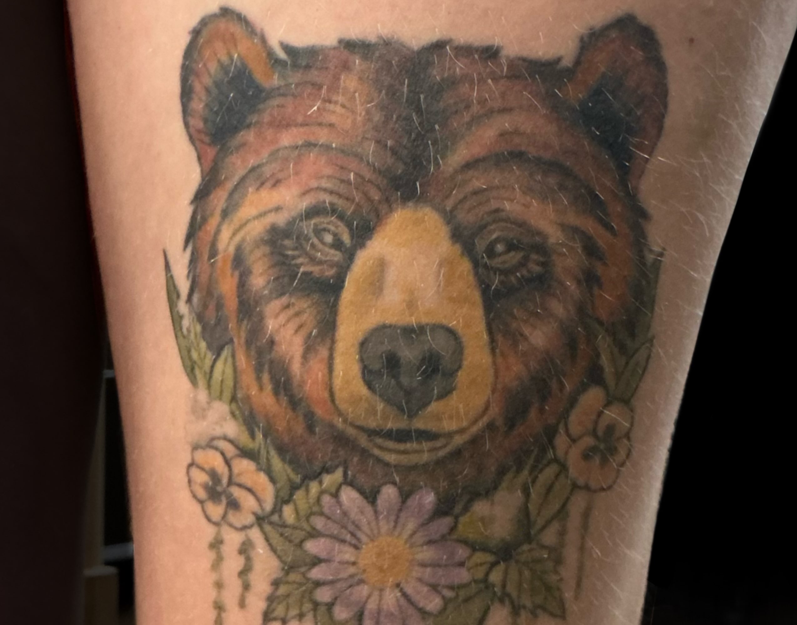 Bear realism tattoo on the forearm by Brianna Jo Ballinghoff