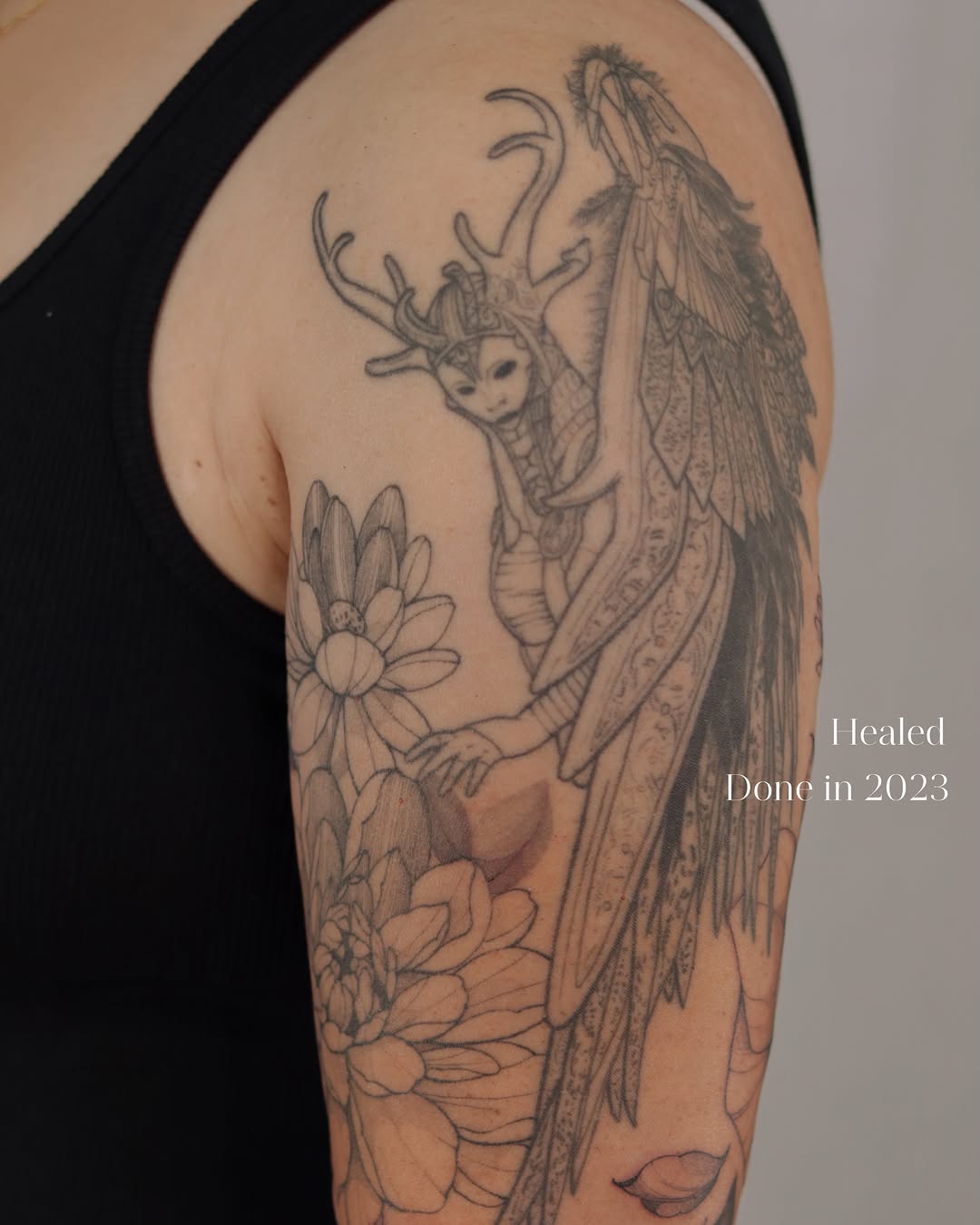 Tattoo by @phoebe_doartink — black_and_grey, realism