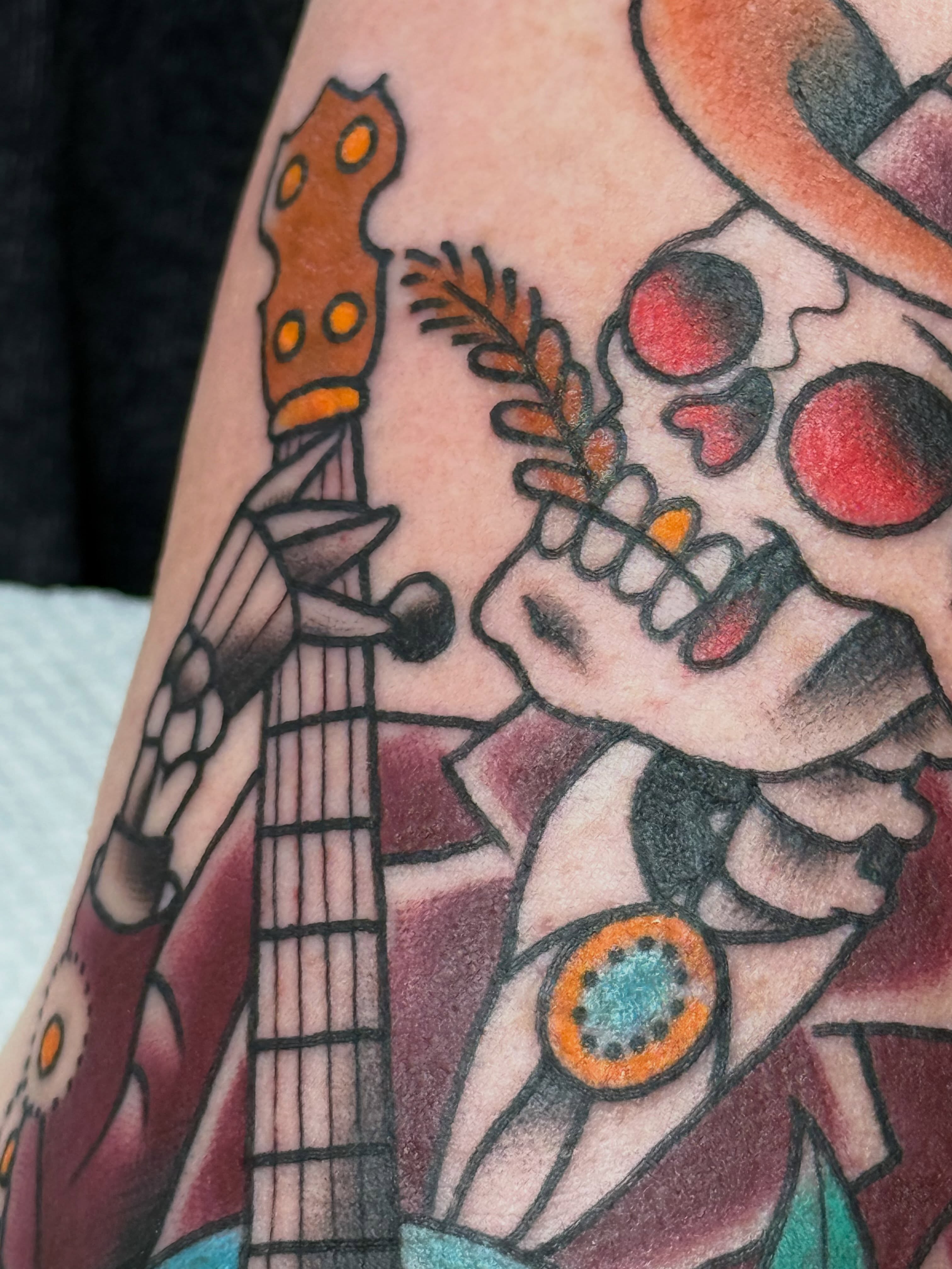 Tattoo by @meg.cant.tat — american_traditional, dotwork
