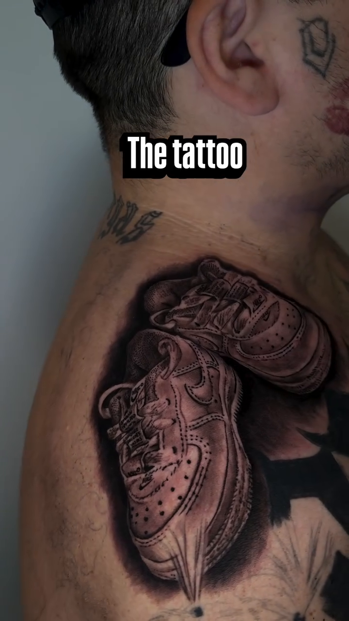 Pair of sneakers realism tattoo by Tattoos By Kique