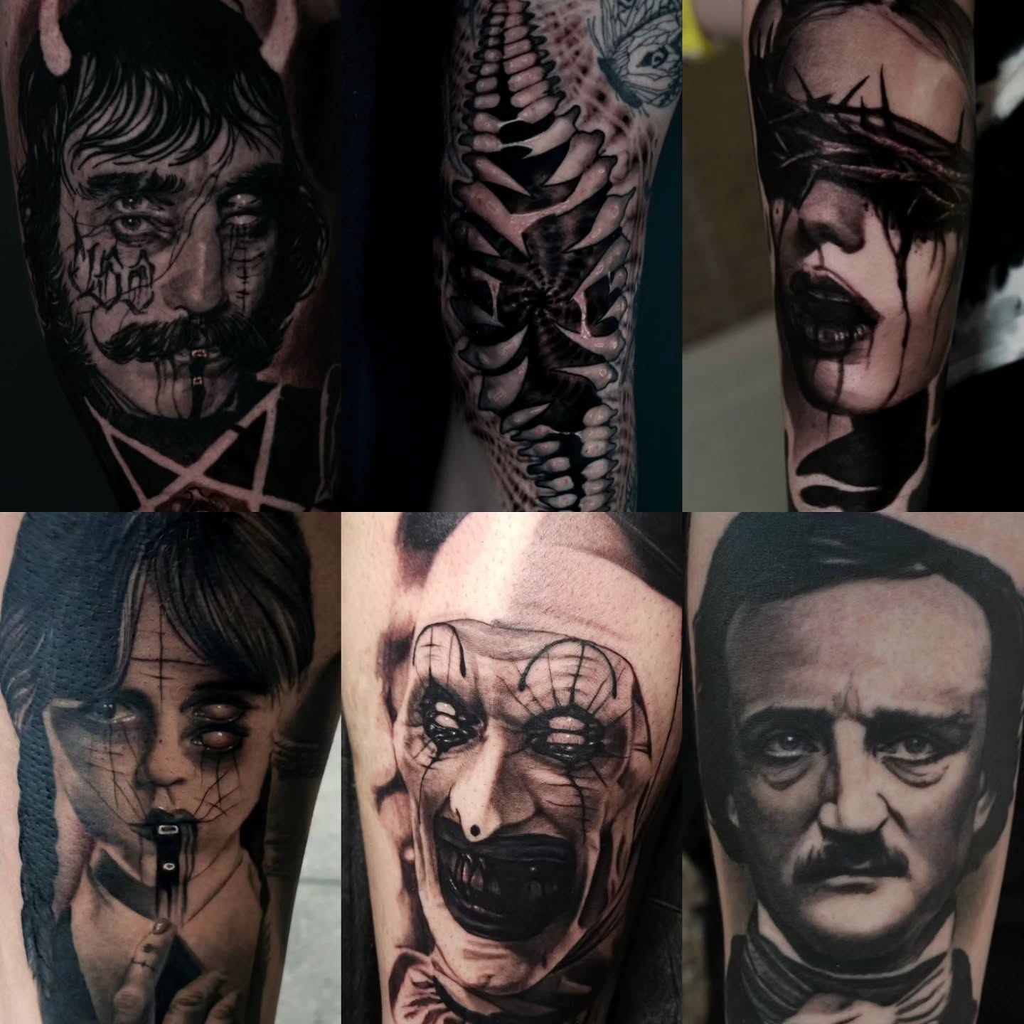 Portraits realism tattoo on the upper arm by Dan Redding