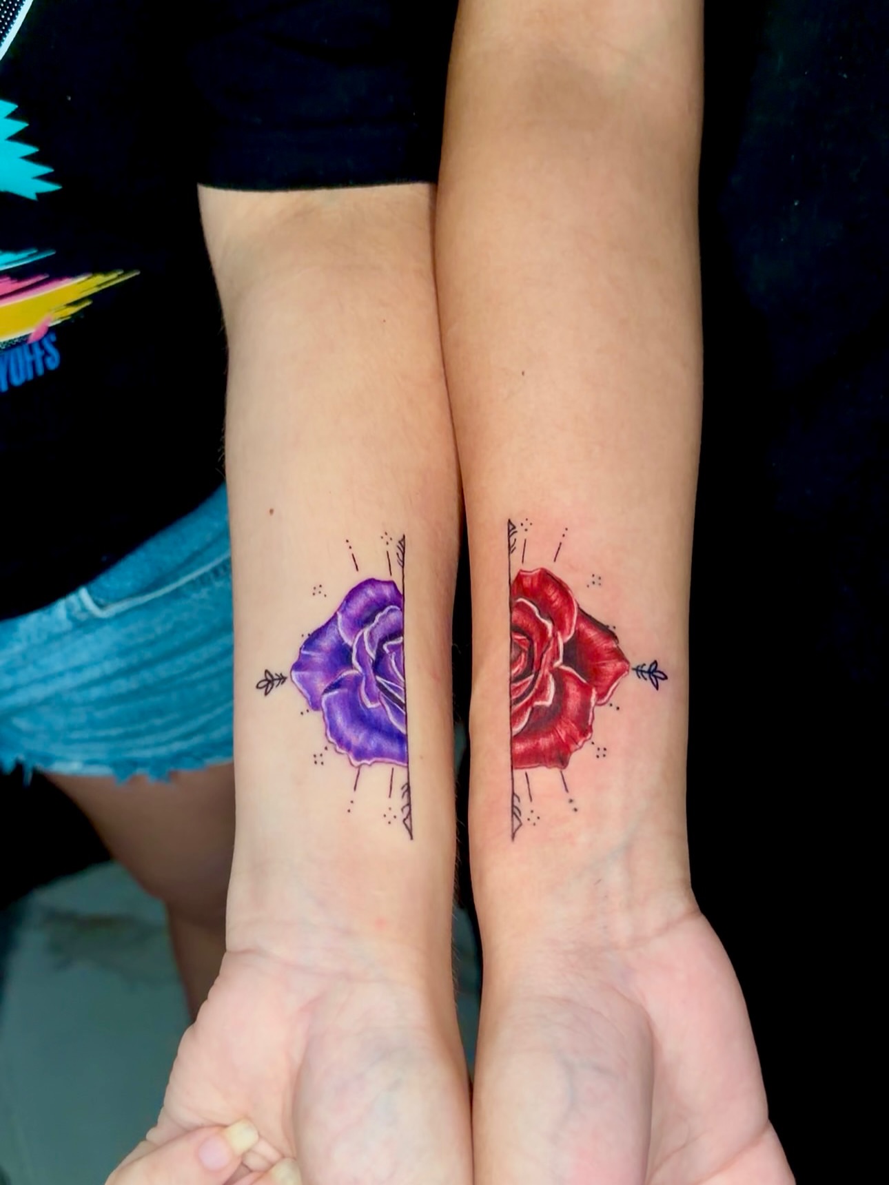 Roses dotwork tattoo on the forearm by Goga