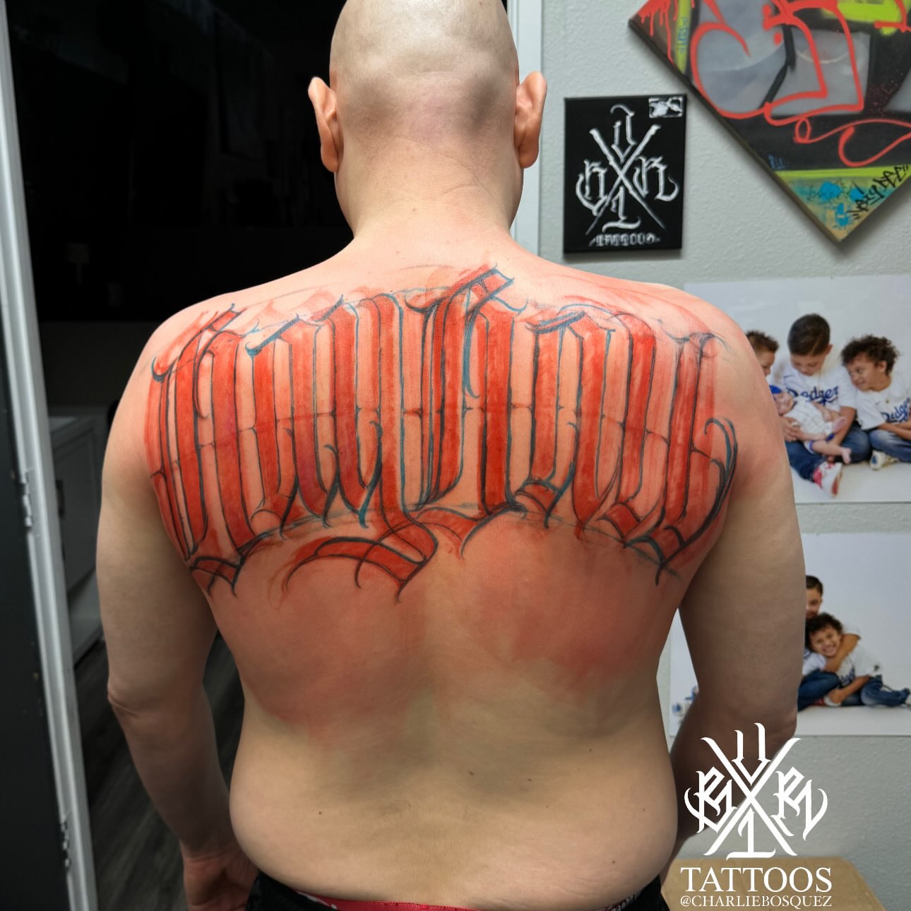 Script lettering lettering script tattoo on the back by El Beaver Tattoos