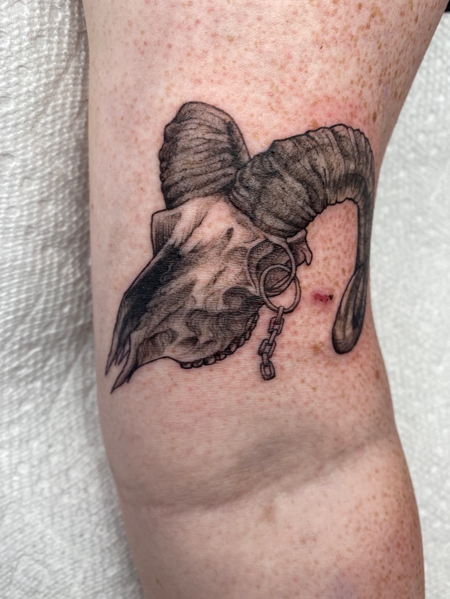 Tattoo by @krookedtattoos — black_and_grey