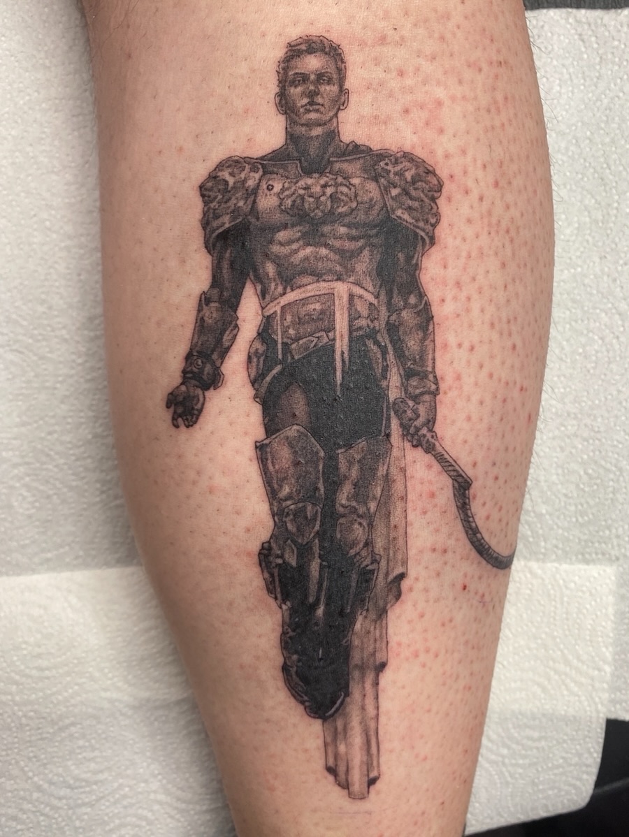 Tattoo by @krookedtattoos — black_and_grey