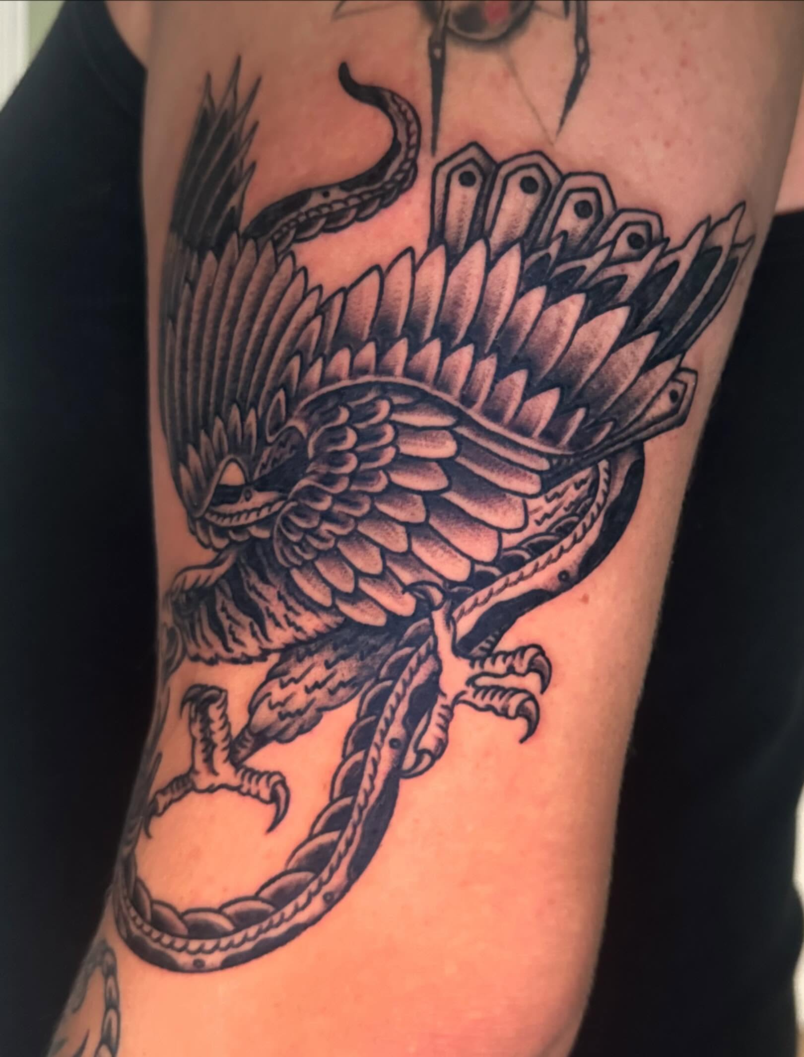 Eagle American traditional tattoo on the forearm by Kaylee Woods