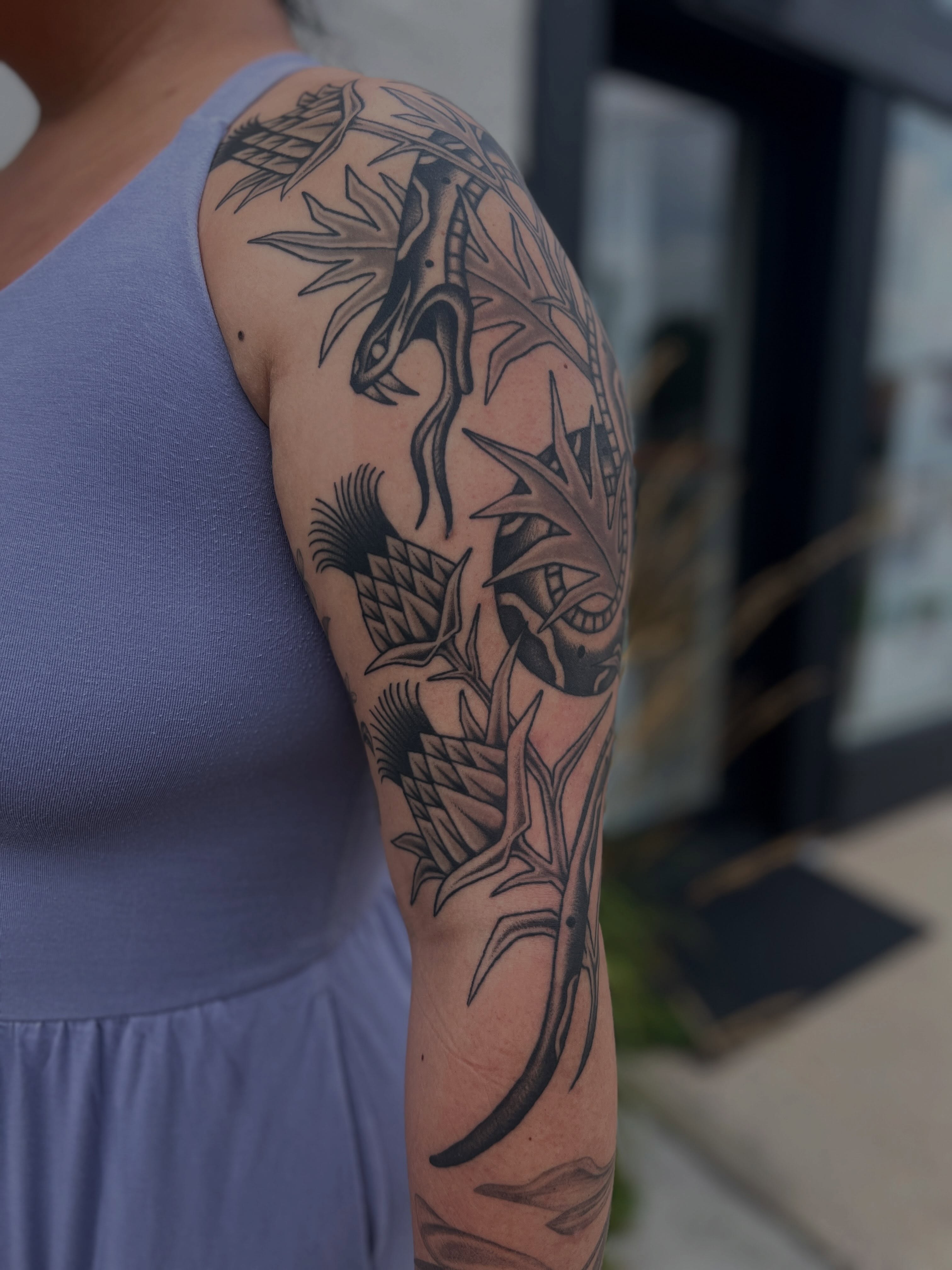 Tattoo by @brookeesutter — black_and_grey, geometric