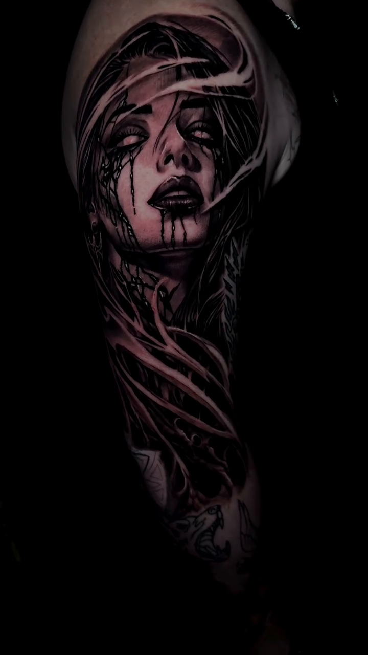 Tattoo by @igor.blackrhino — dark_realism, black_and_grey