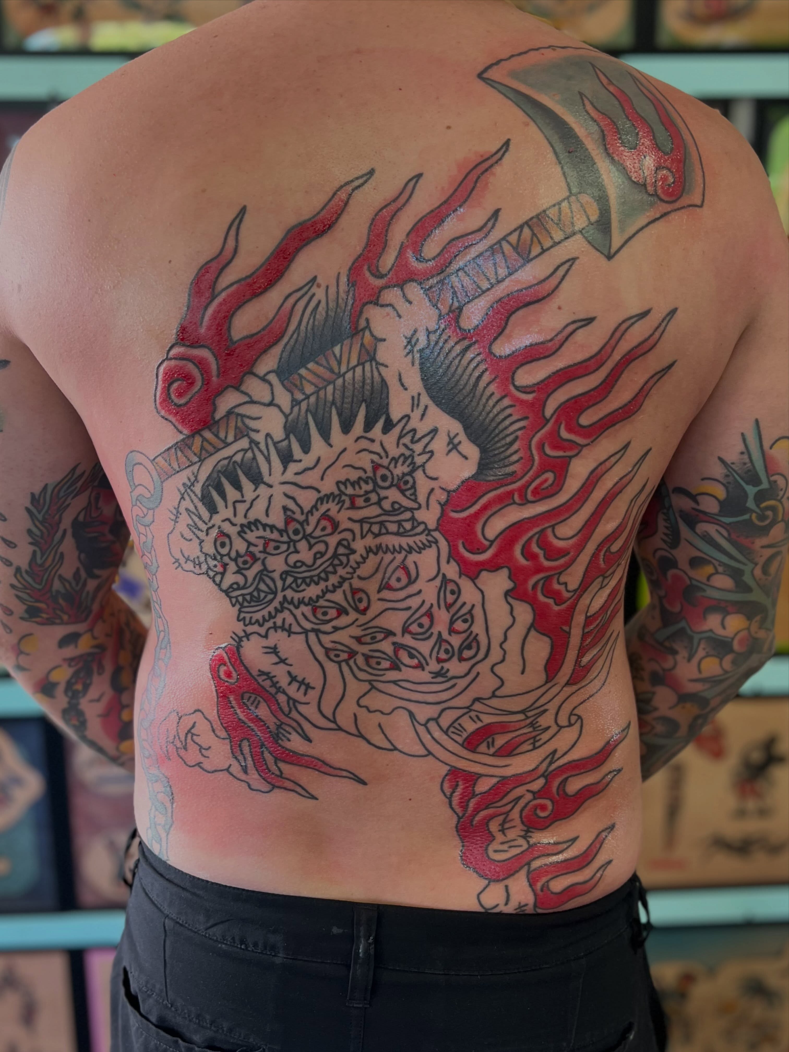 Demon japanese irezumi tattoo on the back by Mikey Montoya