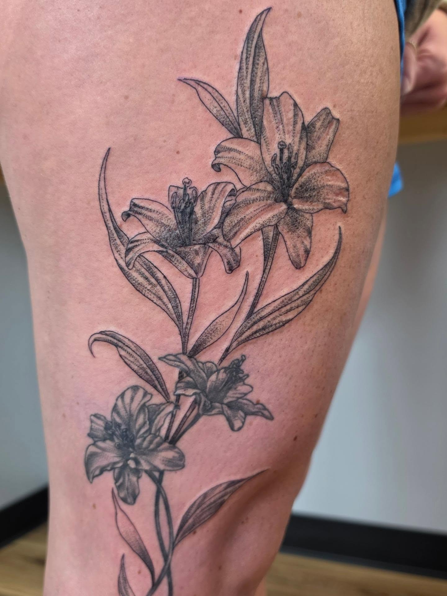Tattoo by @colleen_does_tattoos — dotwork, realism