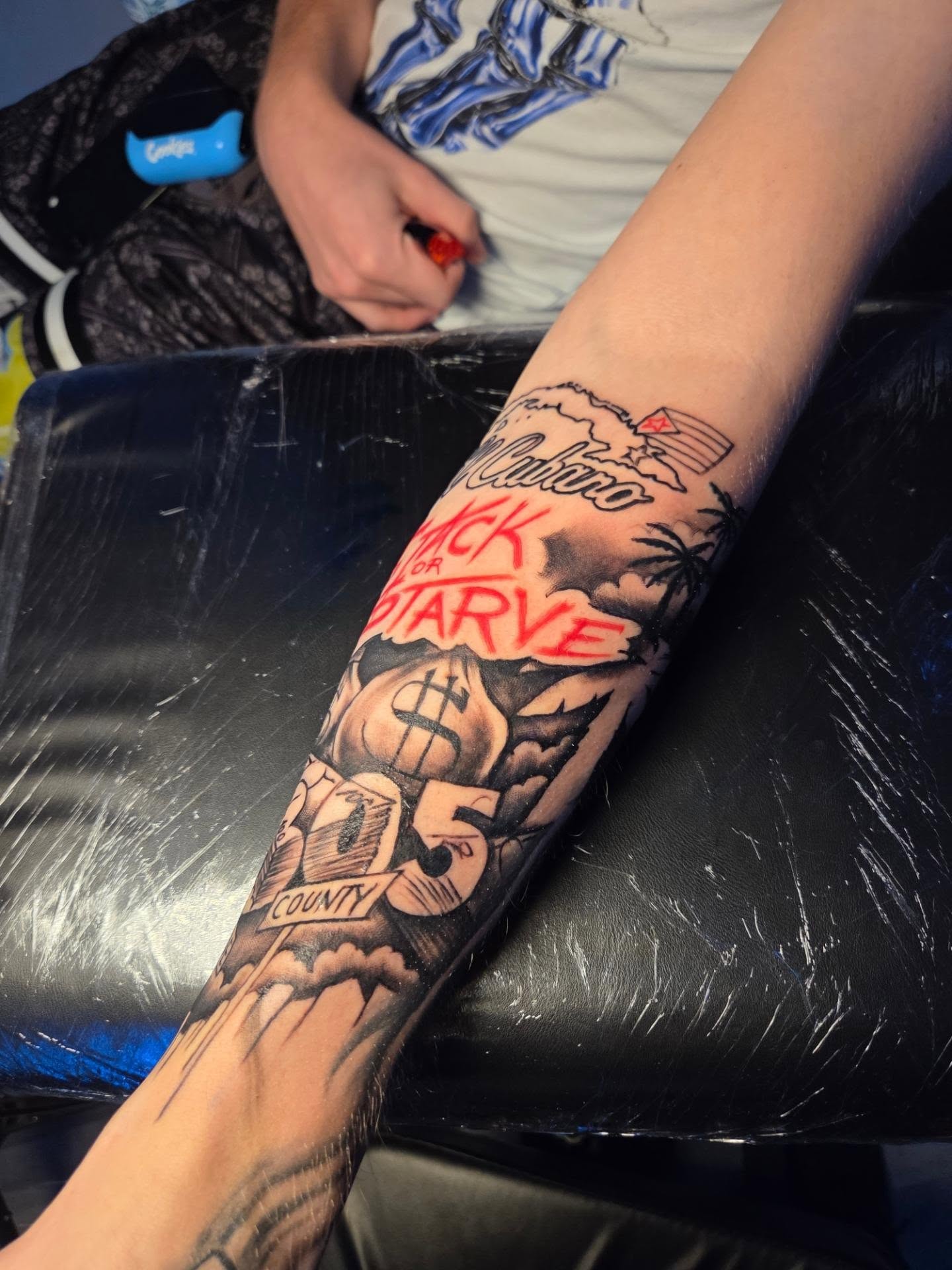 Tattooed lettering American traditional tattoo on the forearm by Klazzik Mayfield, Fort Lauderdale, Florida