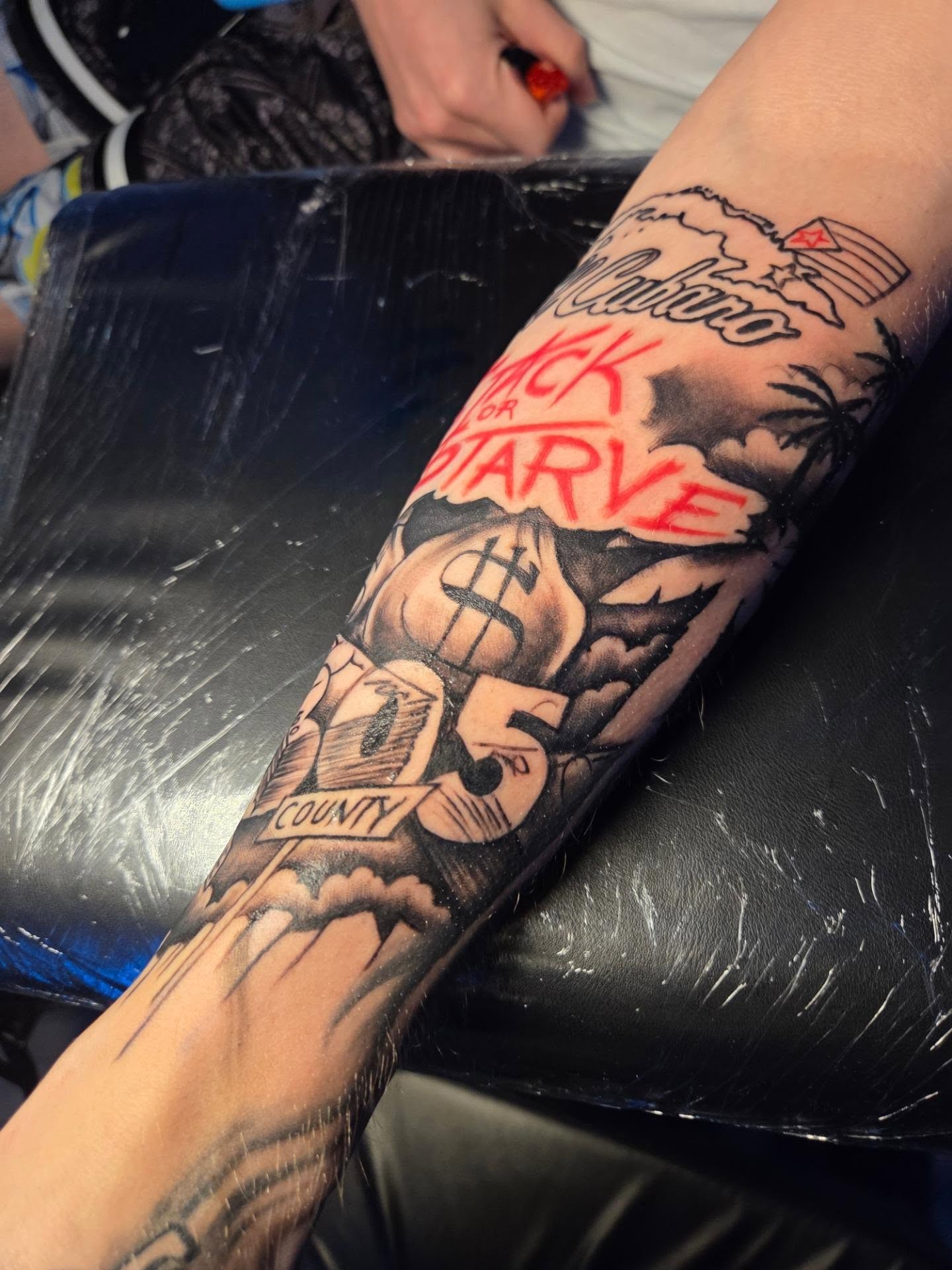 Tattooed lettering American traditional tattoo on the forearm by Klazzik Mayfield, Fort Lauderdale, Florida