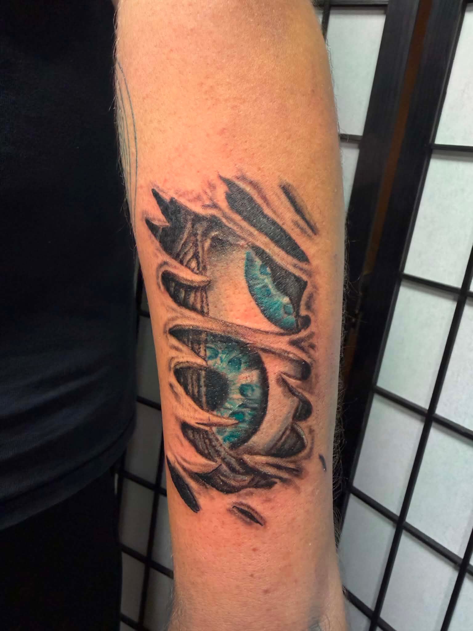 Eye realism tattoo on the forearm by Alexander Haber