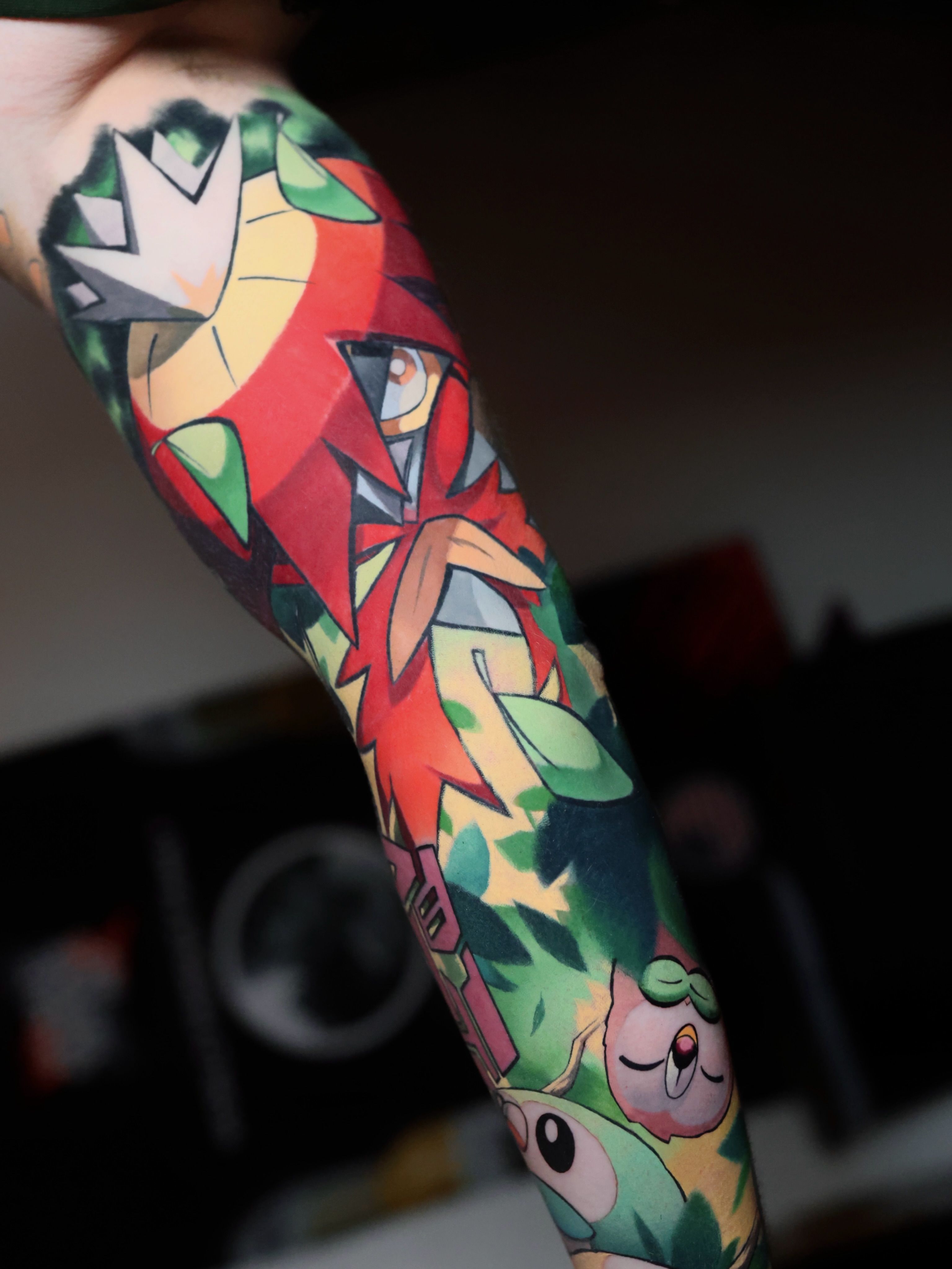 Floral creature geometric tattoo on the forearm by Bee Rye