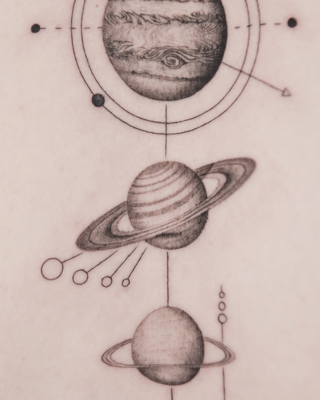 Planets and orbits sketch tattoo by Joey
