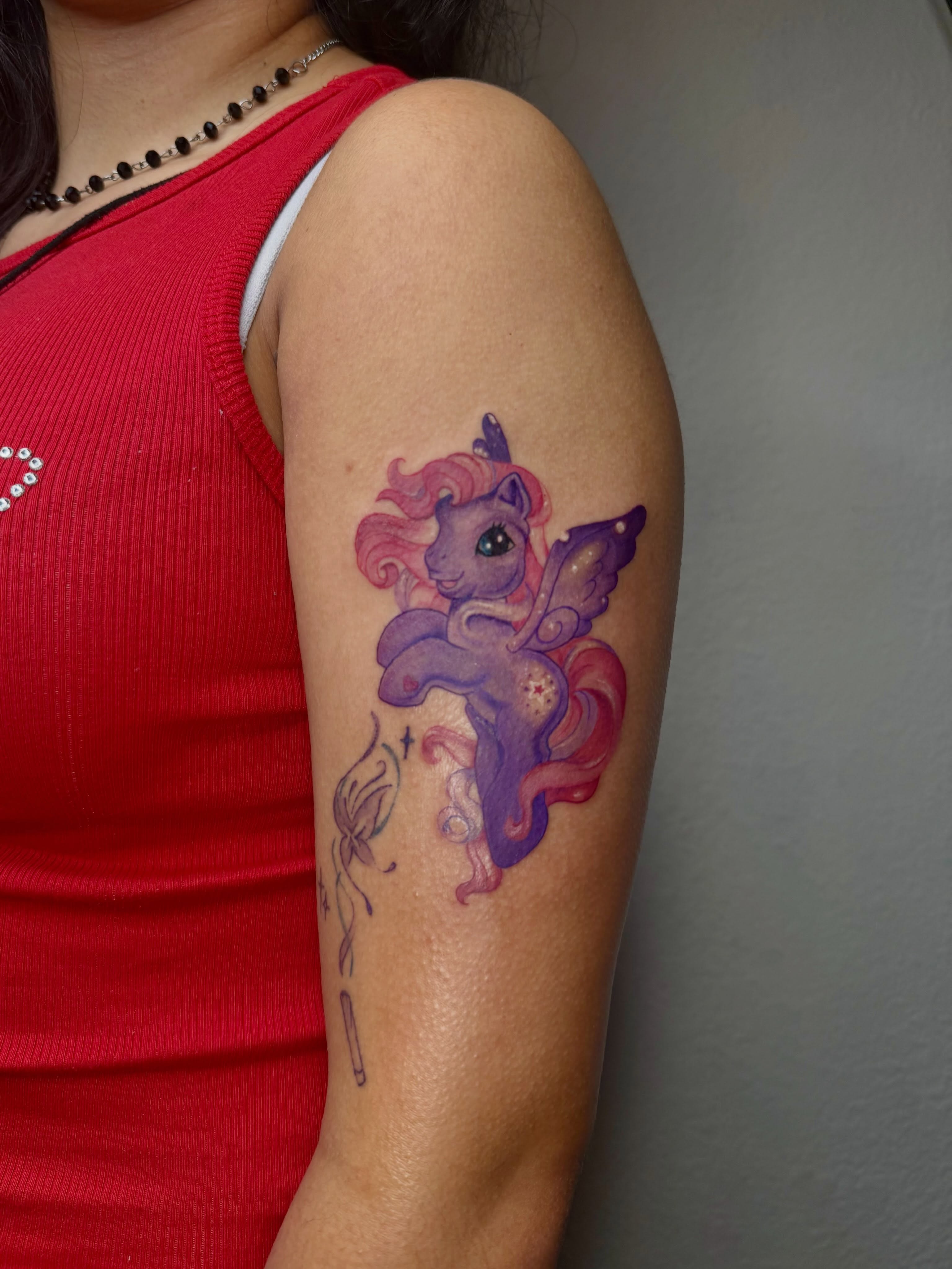 My little pony watercolor tattoo on the forearm by Priscilla ☾ ⋆*・゚