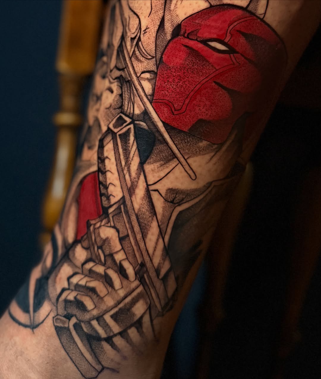 Mecha suit geometric tattoo on the forearm by Colton🎨