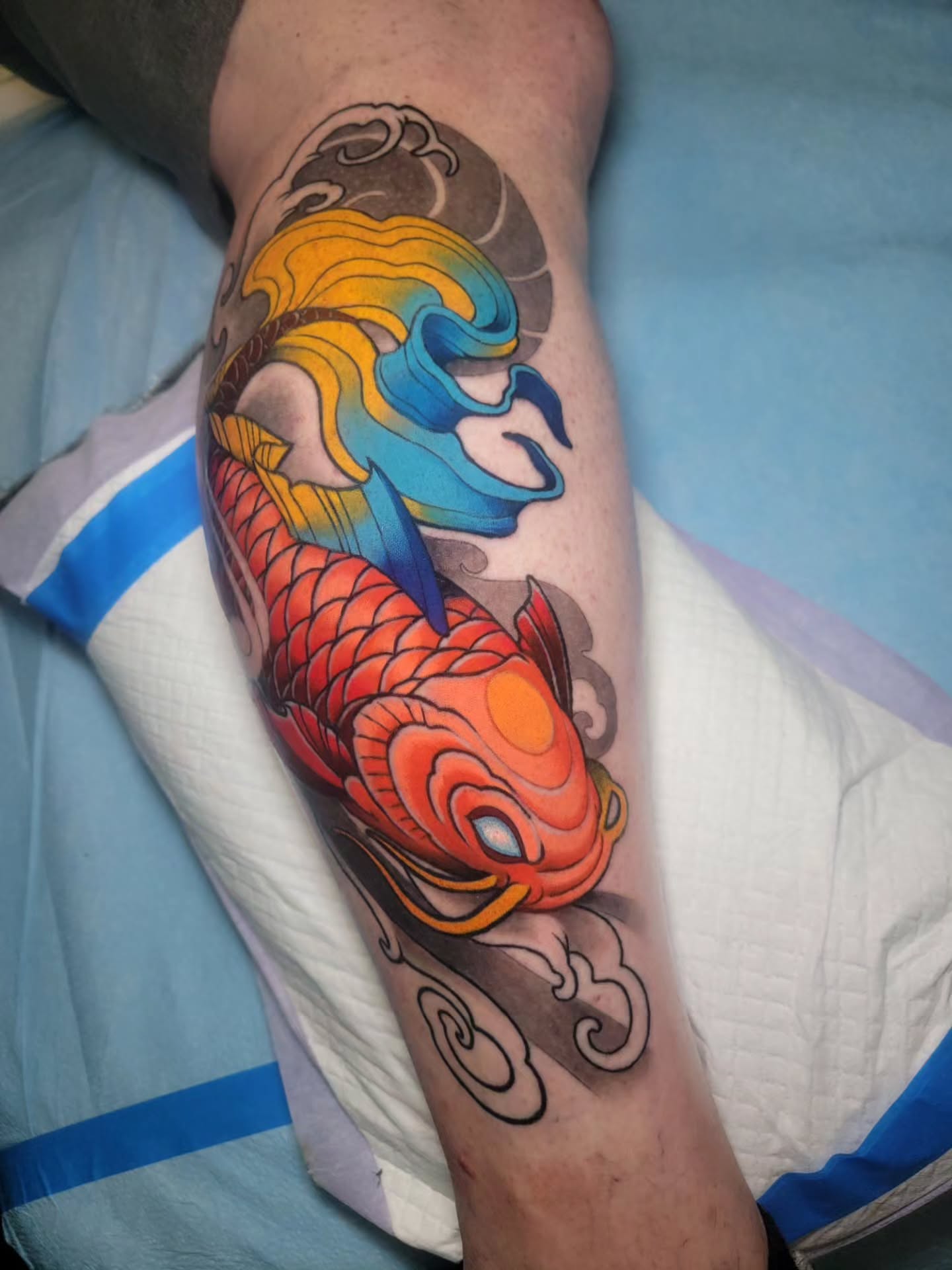Koi fish japanese irezumi tattoo on the forearm by Anime and newschool tattoos in Harker